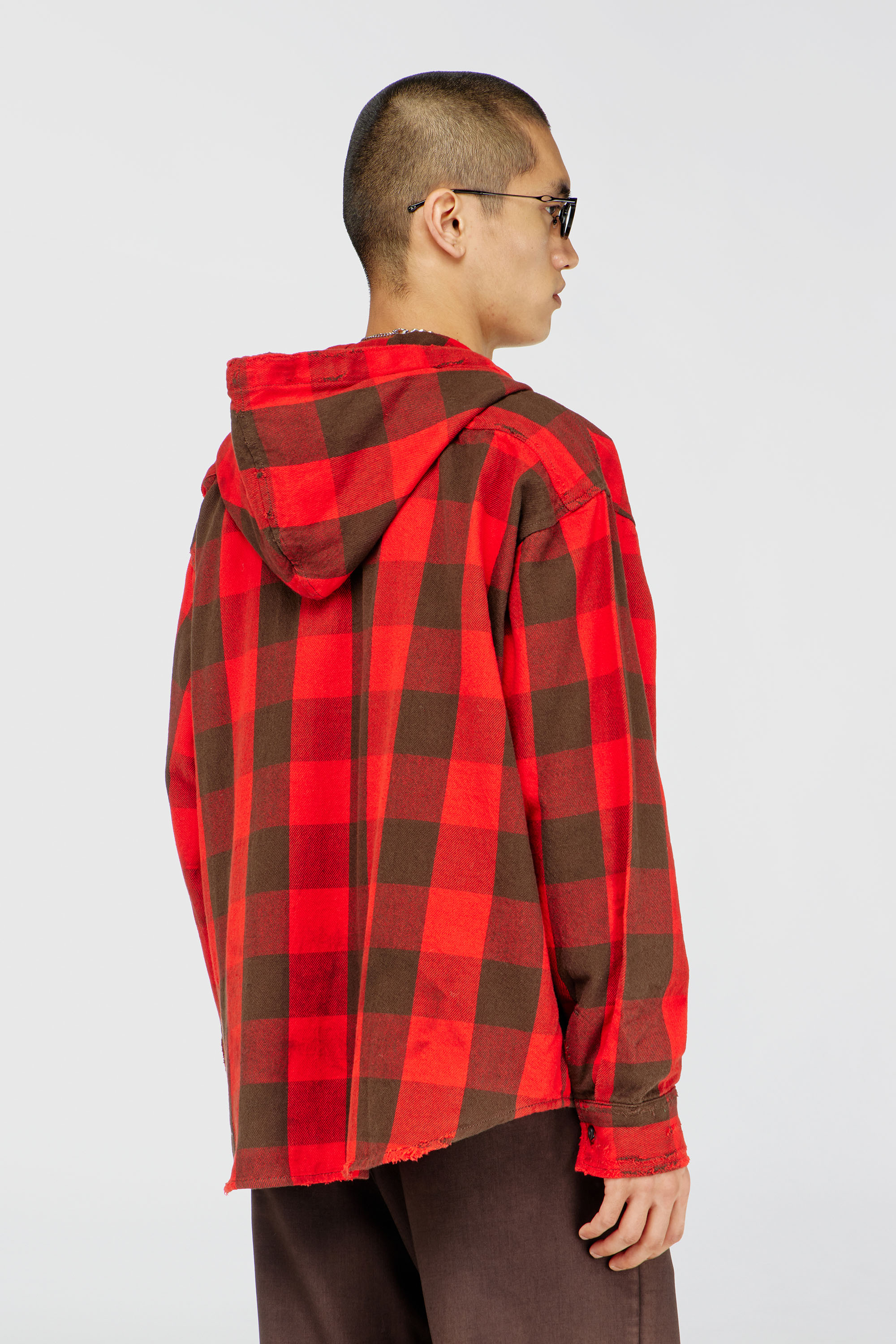 Diesel - S-DRUM-HOODY, Chemise &agrave; capuche effet us&eacute; en flanelle &agrave; carreaux Homme in Polychrome - 4