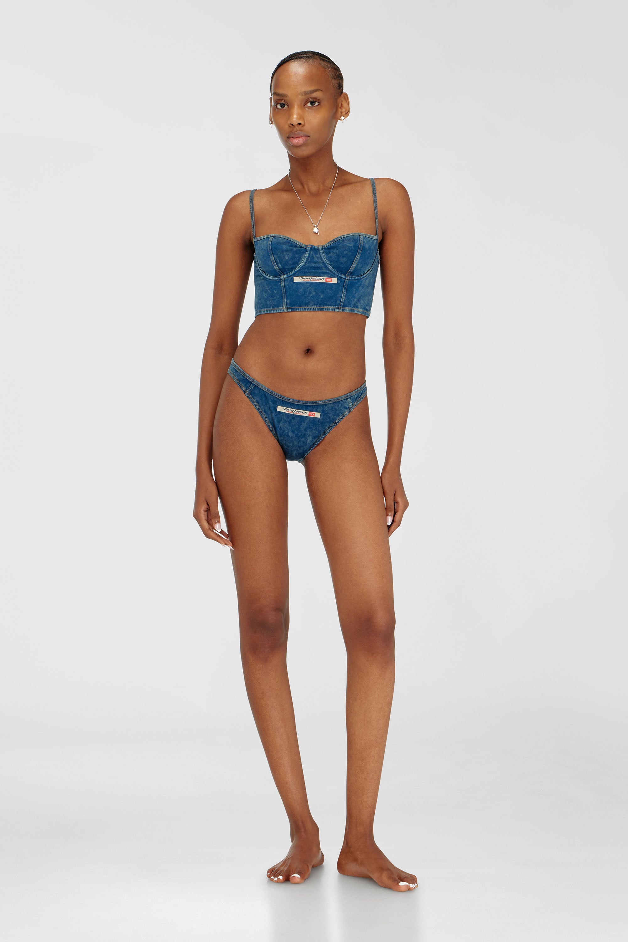 Diesel - SHEILA-DNM, Bustier en coton effet denim Femme in Bleu - 2