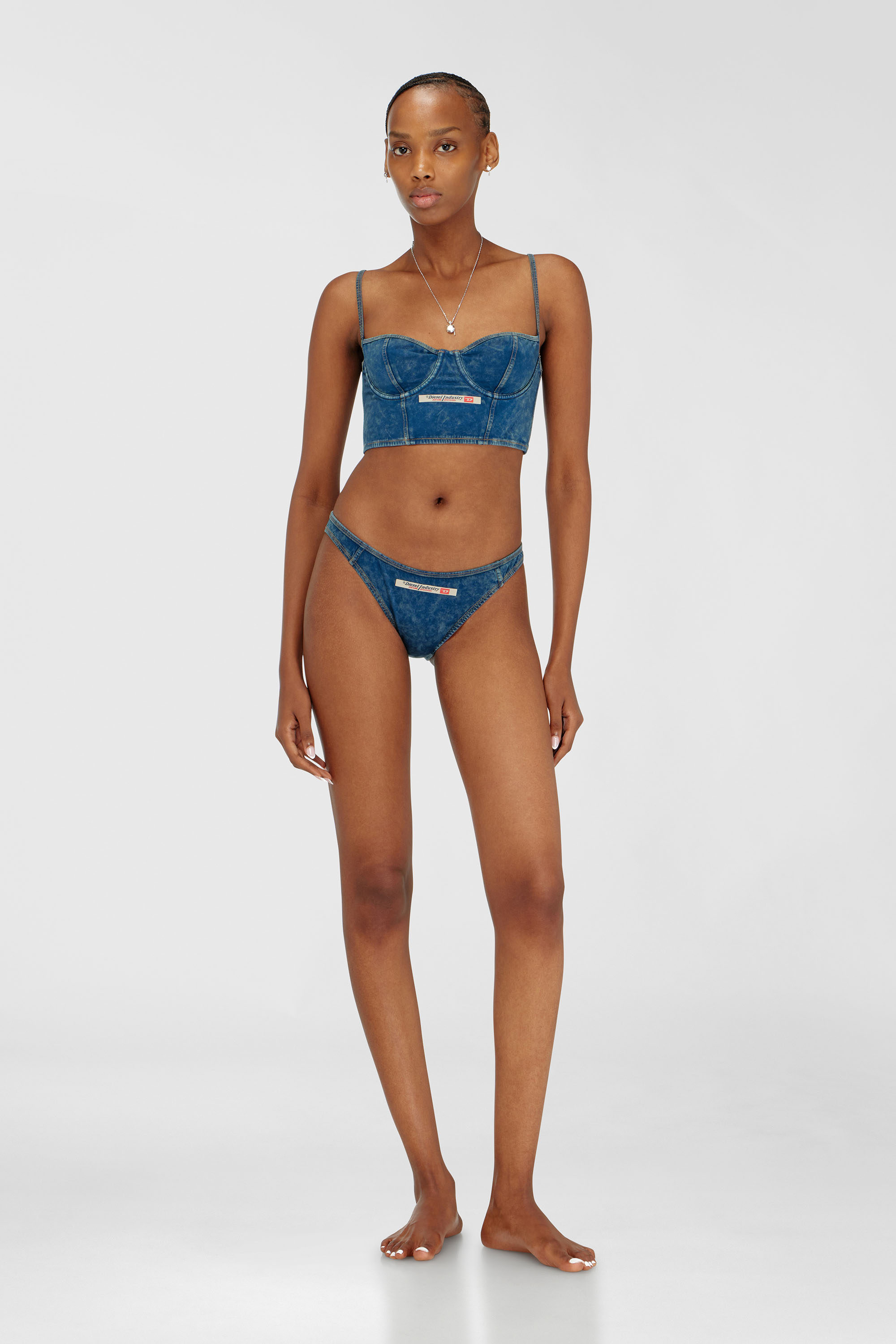 Diesel - SHEILA-DNM, Bustier en coton effet denim Femme in Bleu - 3