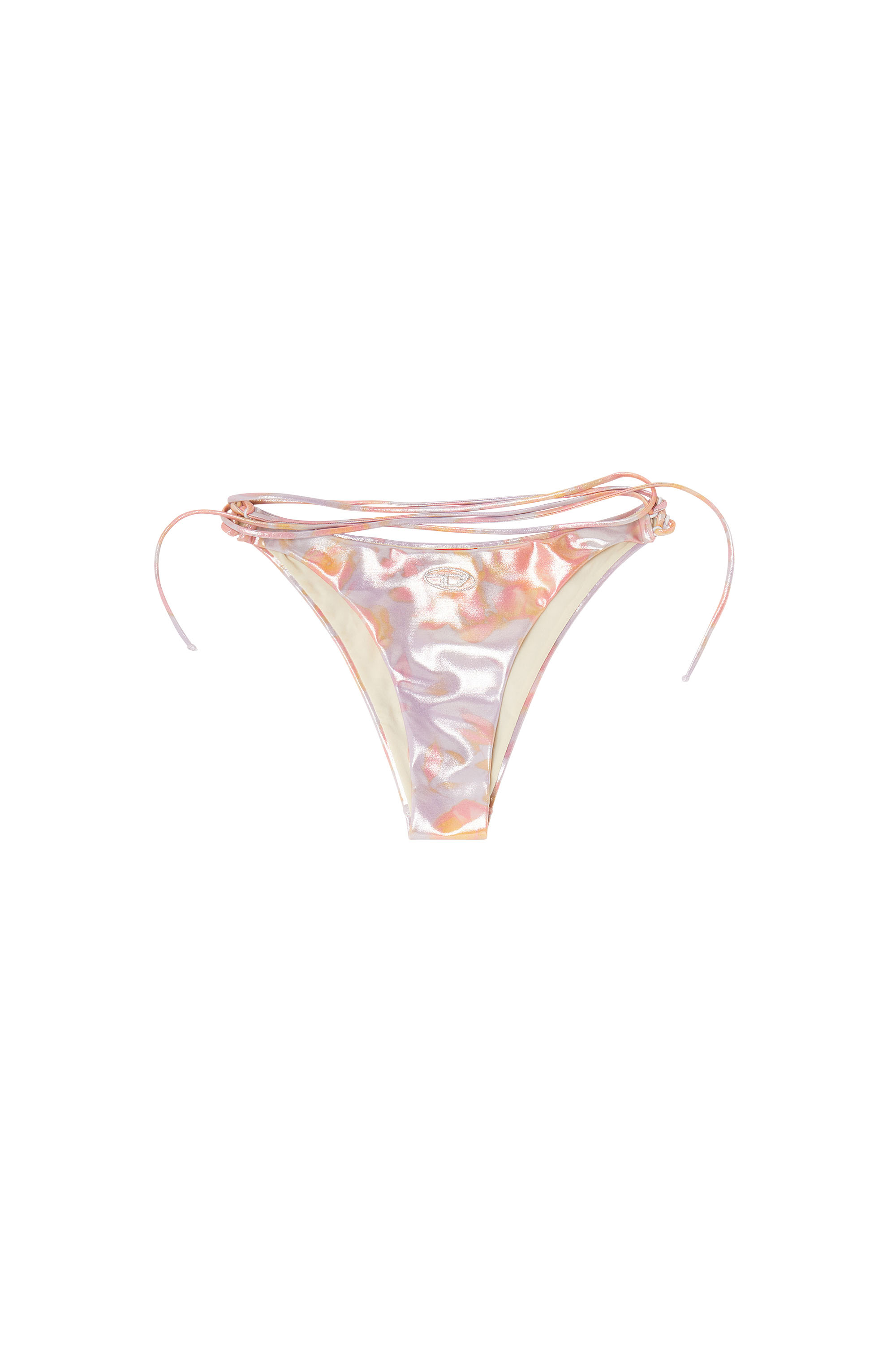 Diesel - GIUSY-UTLT, Bas de bikini &agrave; brides m&eacute;talliques imprim&eacute; floral Femme in Violet - 4