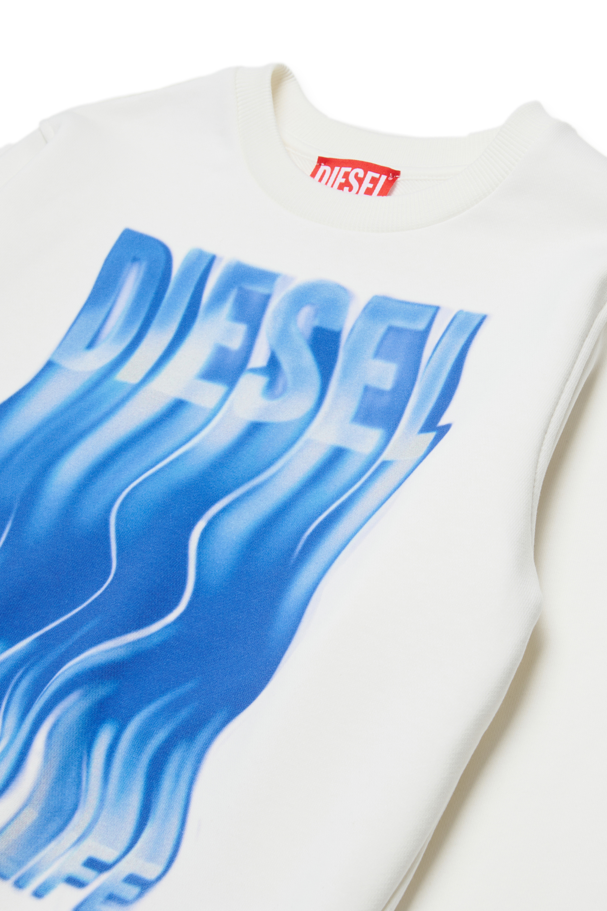 Diesel - SWIGGLY OVER, Sweat-shirt avec logo imprim&eacute; vague Homme in Blanc - 3