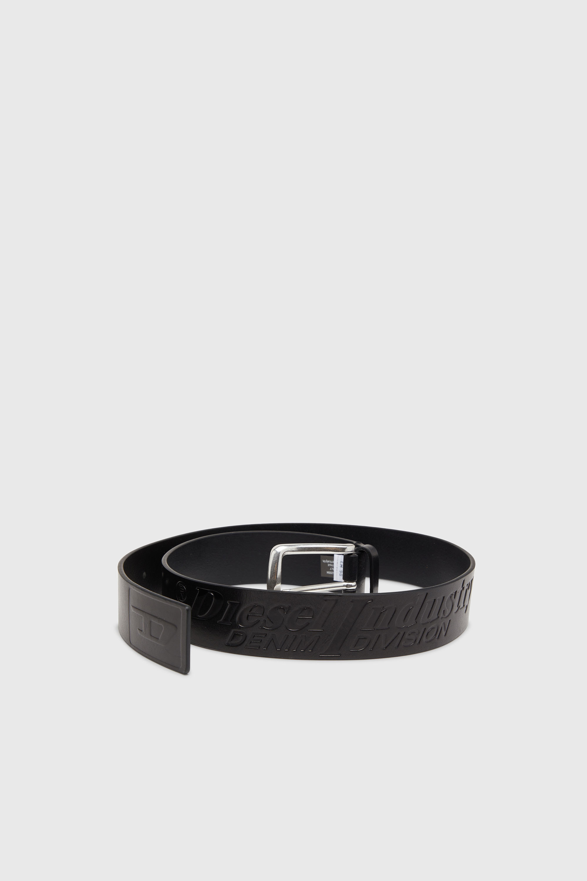 Diesel - B-FLAG-D EMBOSSED, Ceinture 4 cm en cuir avec logo grav&eacute; Homme in Noir - 3