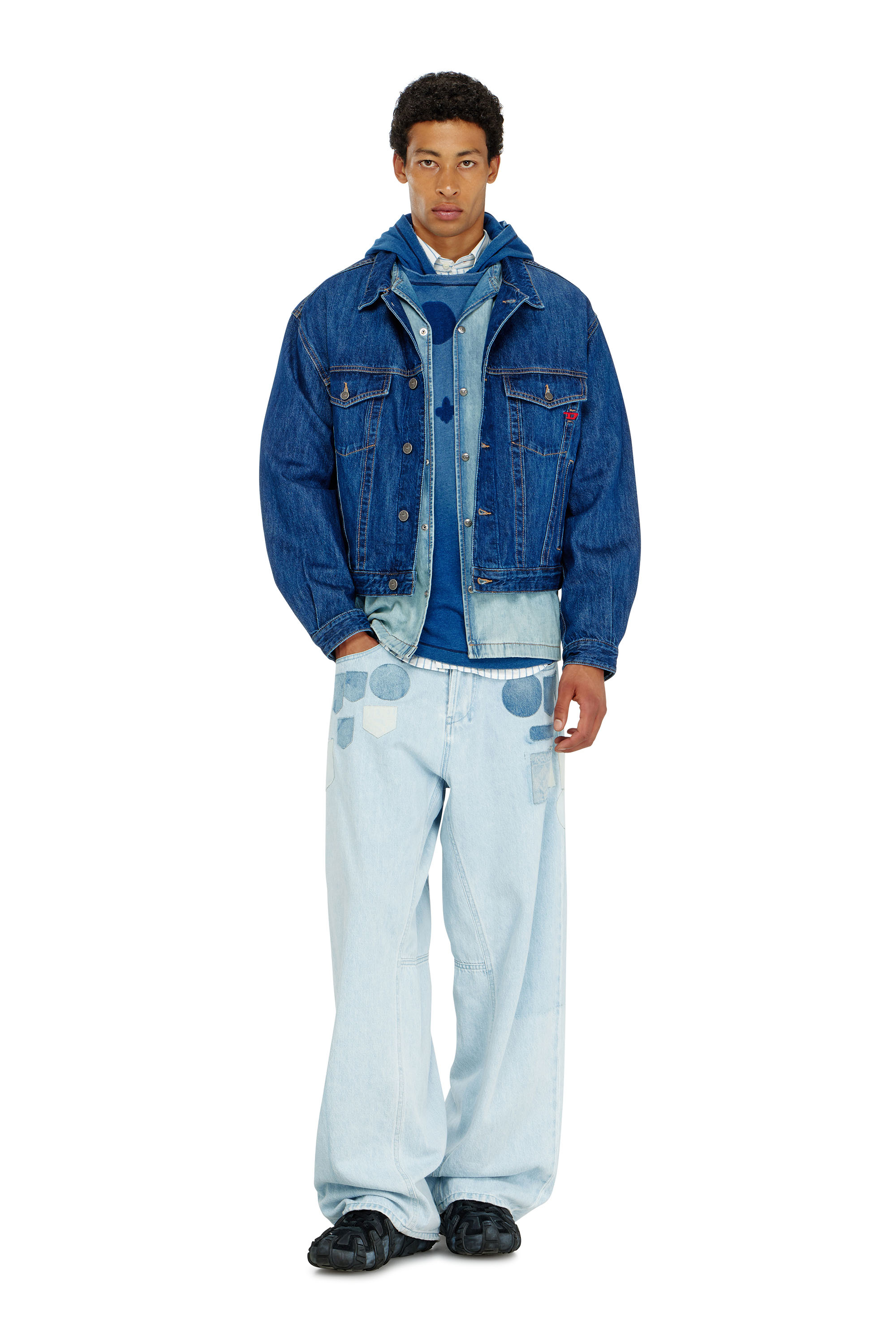 Diesel - T-NOX-LS-HOOD, T-shirt &agrave; capuche manches longues avec patchs effet ombre Homme in ToBeDefined - 2