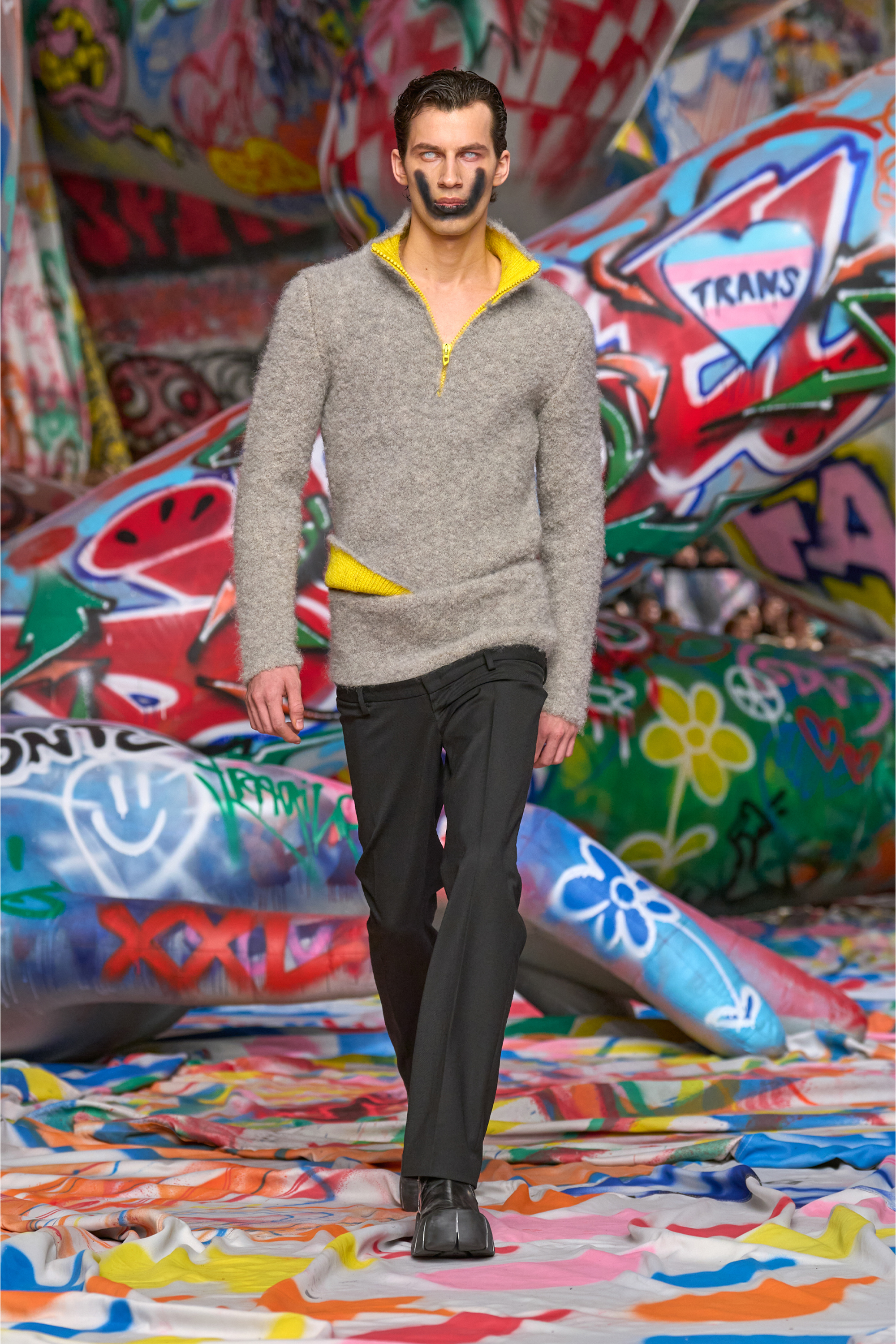 Diesel - K-ELLER, Pull demi-zippé avec intérieur contrasté Homme in Gris - 6