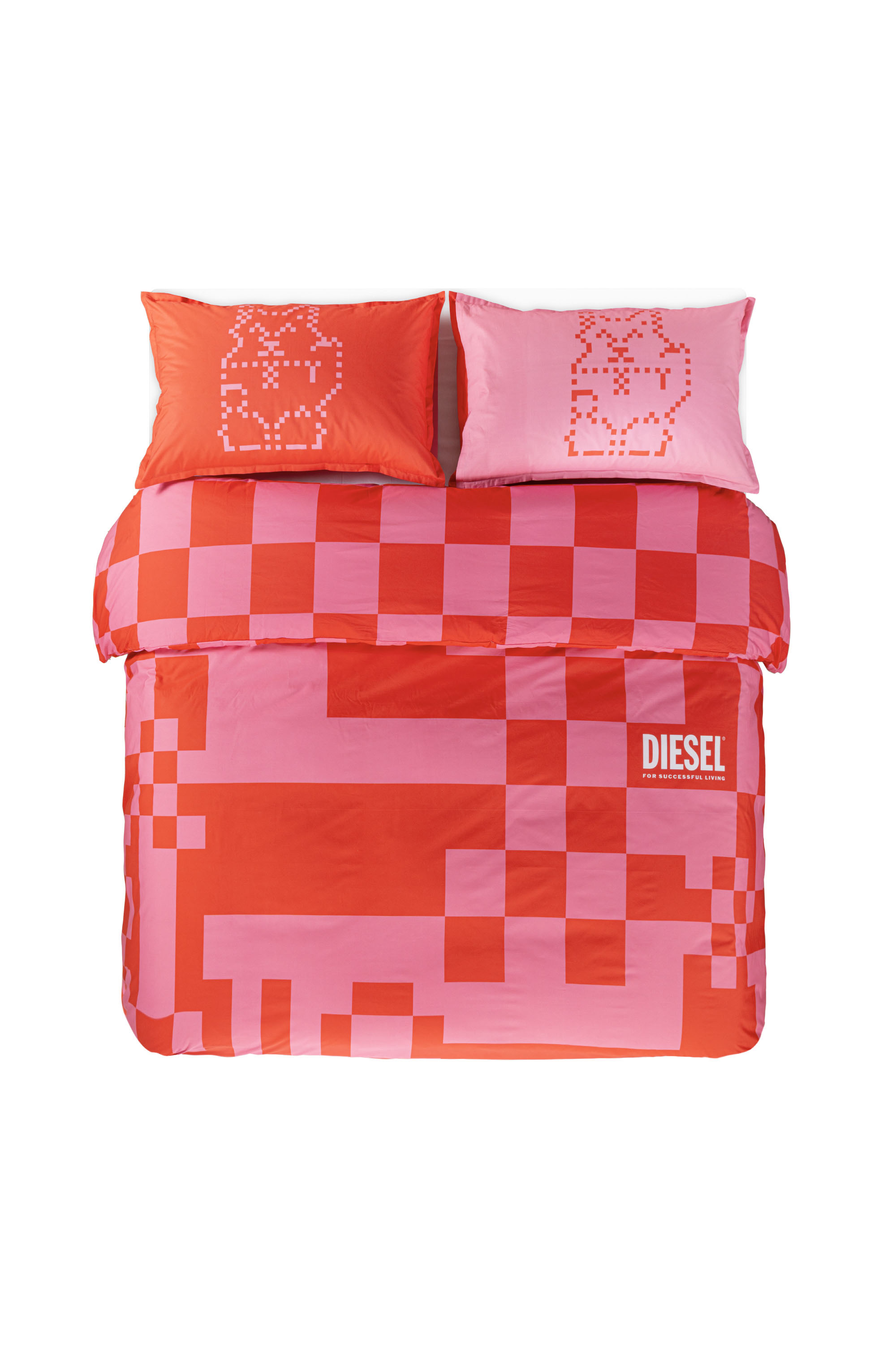 Diesel - 1018118  PIXEL DUCKS PINK/RED PERCALE DU, Parure de lit en percale pour lit queen size Mixte in Rouge - 1
