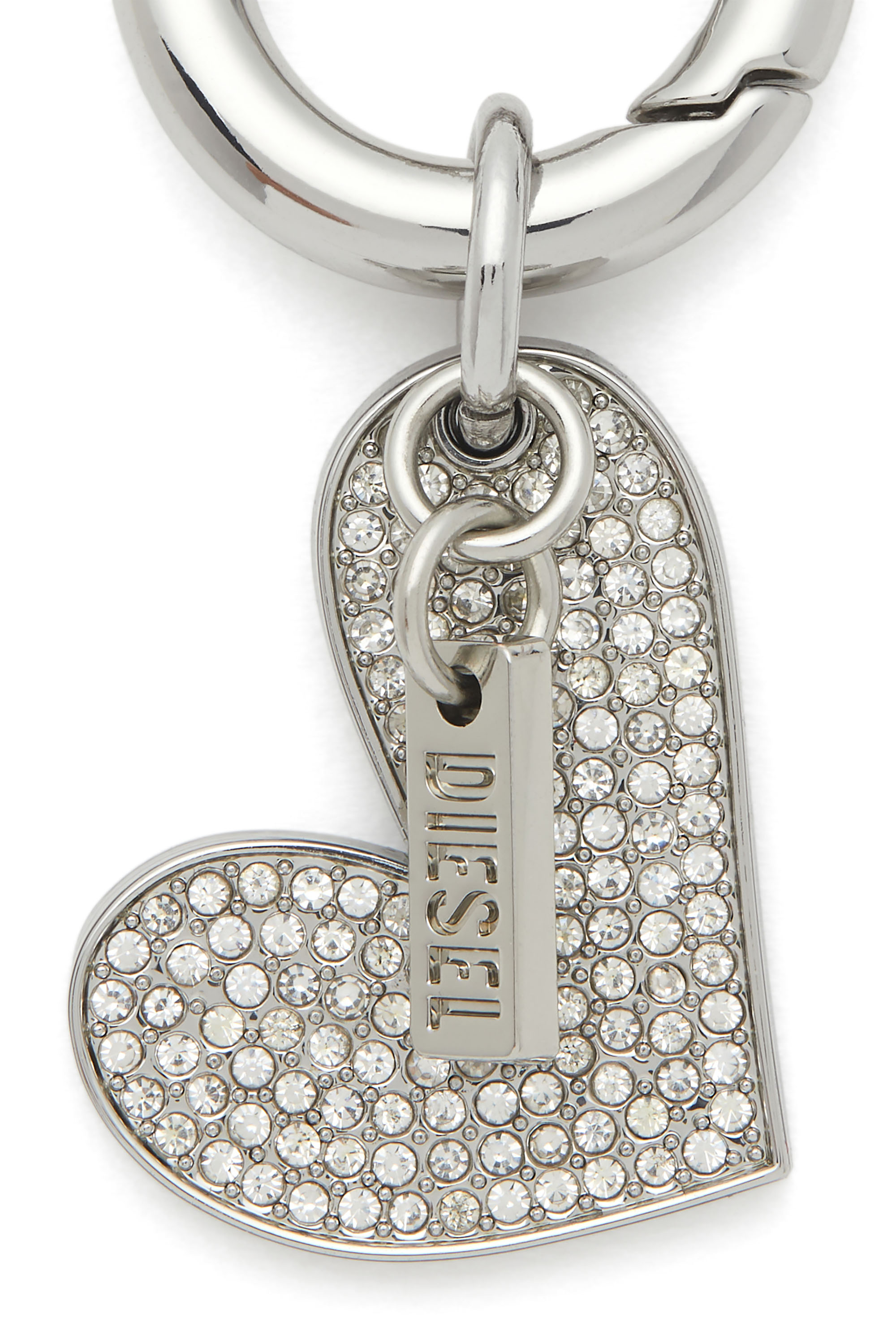 Diesel - CHARM-HEART, Breloque cœur en métal avec strass Femme in Gris argenté - 2