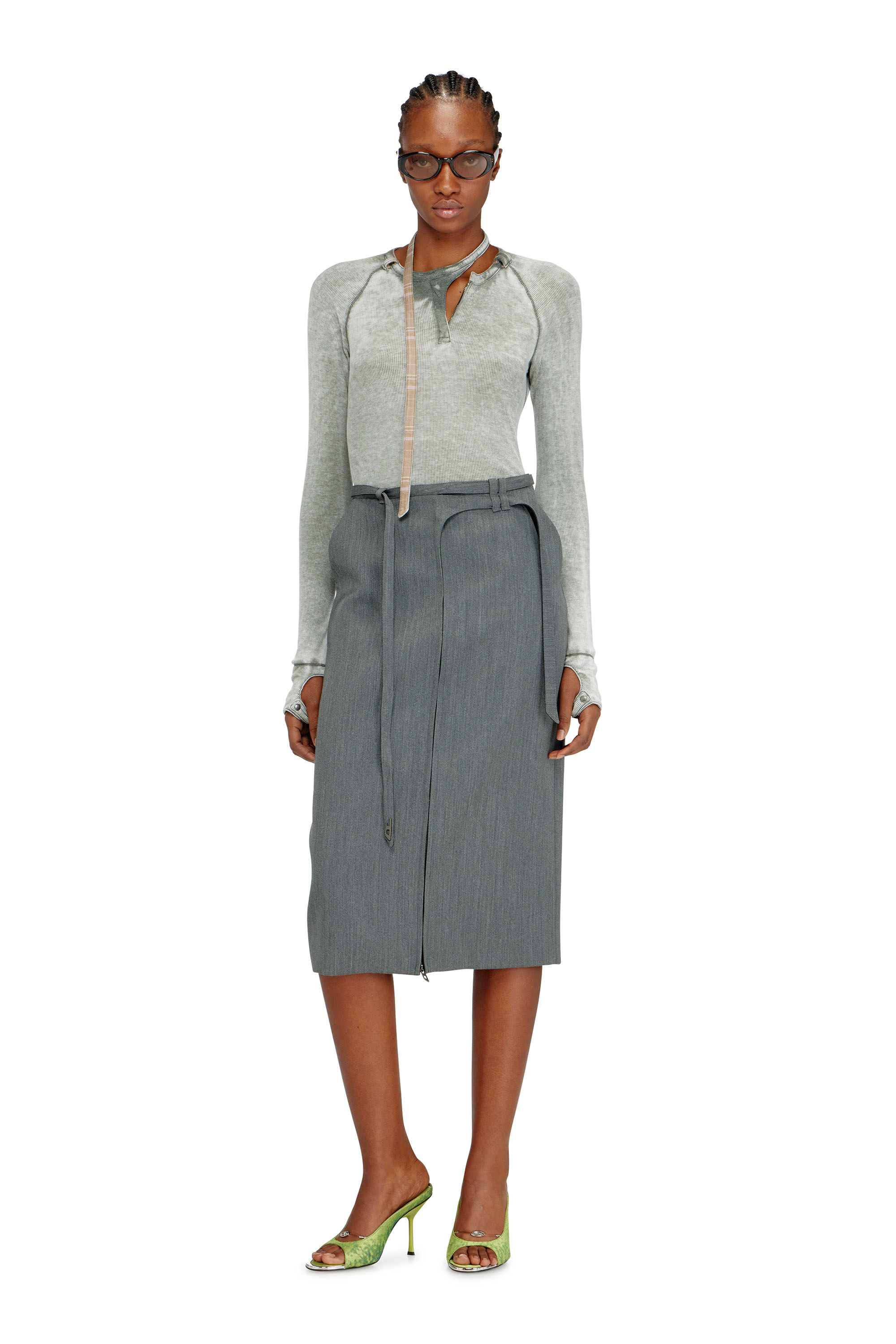 Diesel - T-ECLA, Haut en jersey c&ocirc;tel&eacute; avec sangle de cou style biker Femme in ToBeDefined - 1