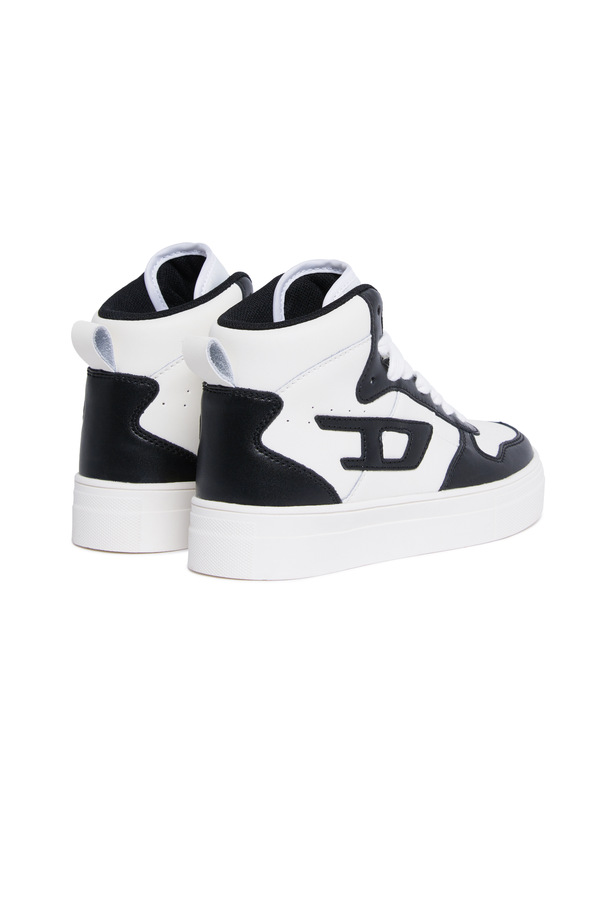 Diesel - S-UKIYO MID 2.0., Unisex's High-top sneakers in perforated leather in White/Black - 4