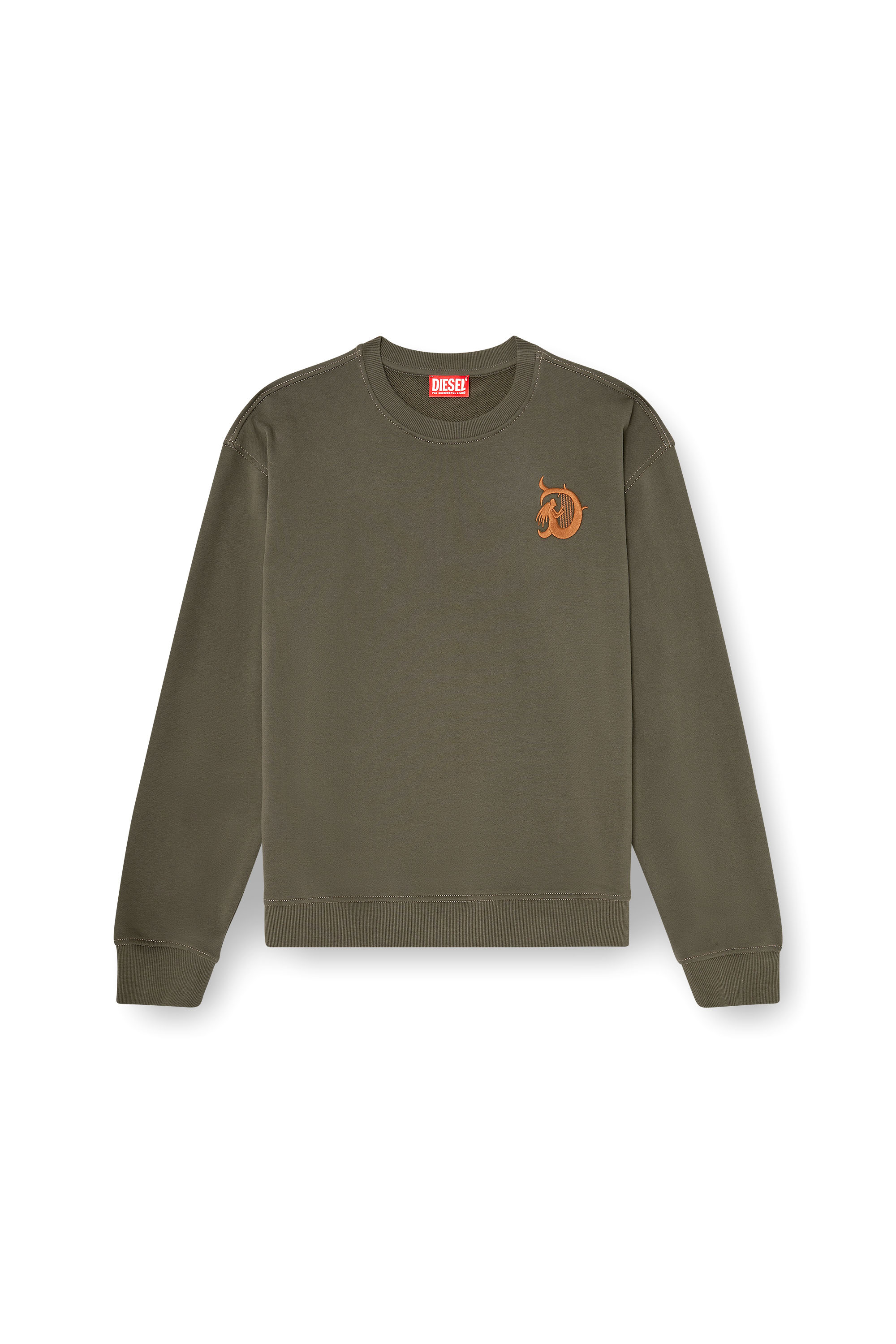 Diesel - S-NORM-AA4, Sweat-shirt avec broderie et imprim&eacute; flock Homme in Vert - 2