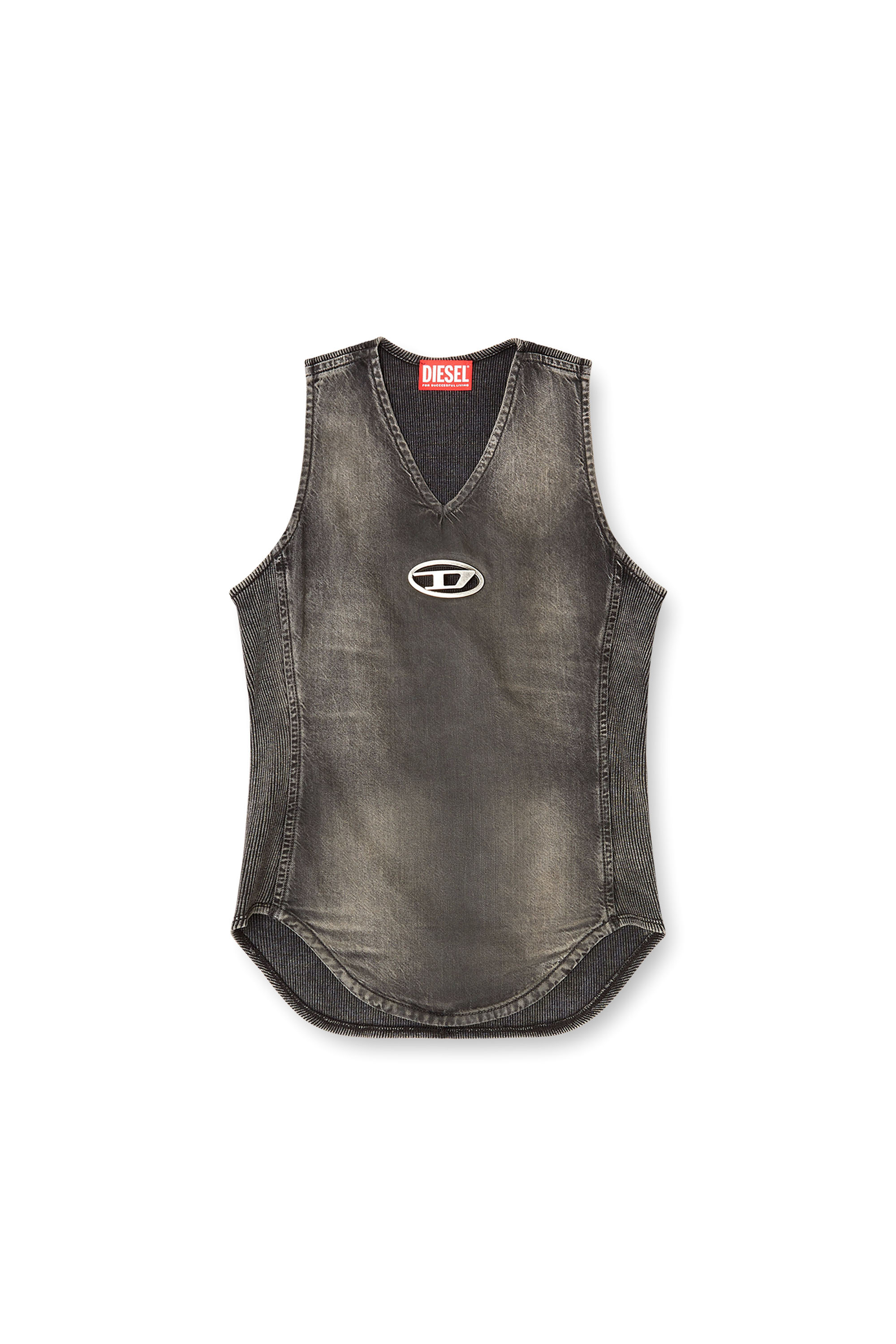 Diesel - DE-NESSI-S1, Haut en jean à effet usé Femme in Noir - 2