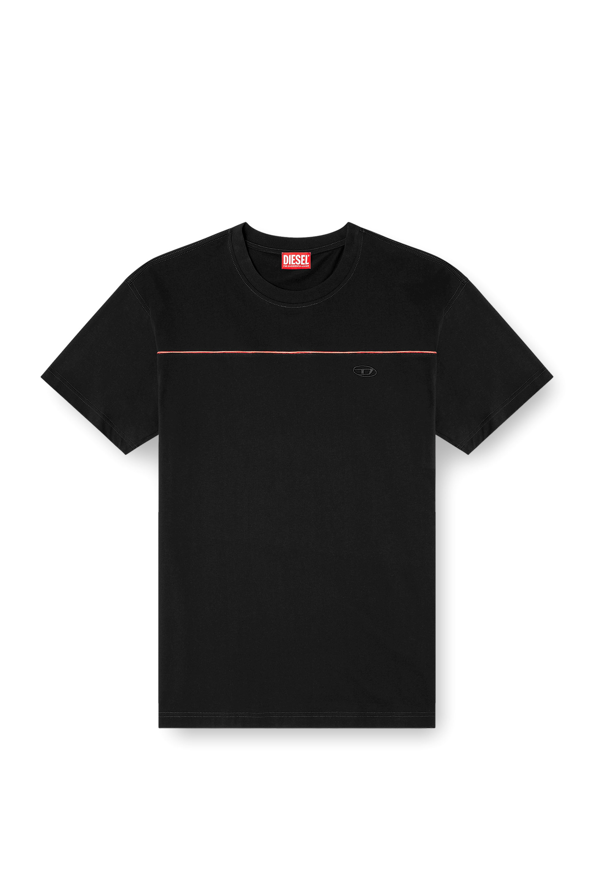 Diesel - T-NORM-PIPING, T-shirt avec passepoil contrastant Homme in Noir - 3