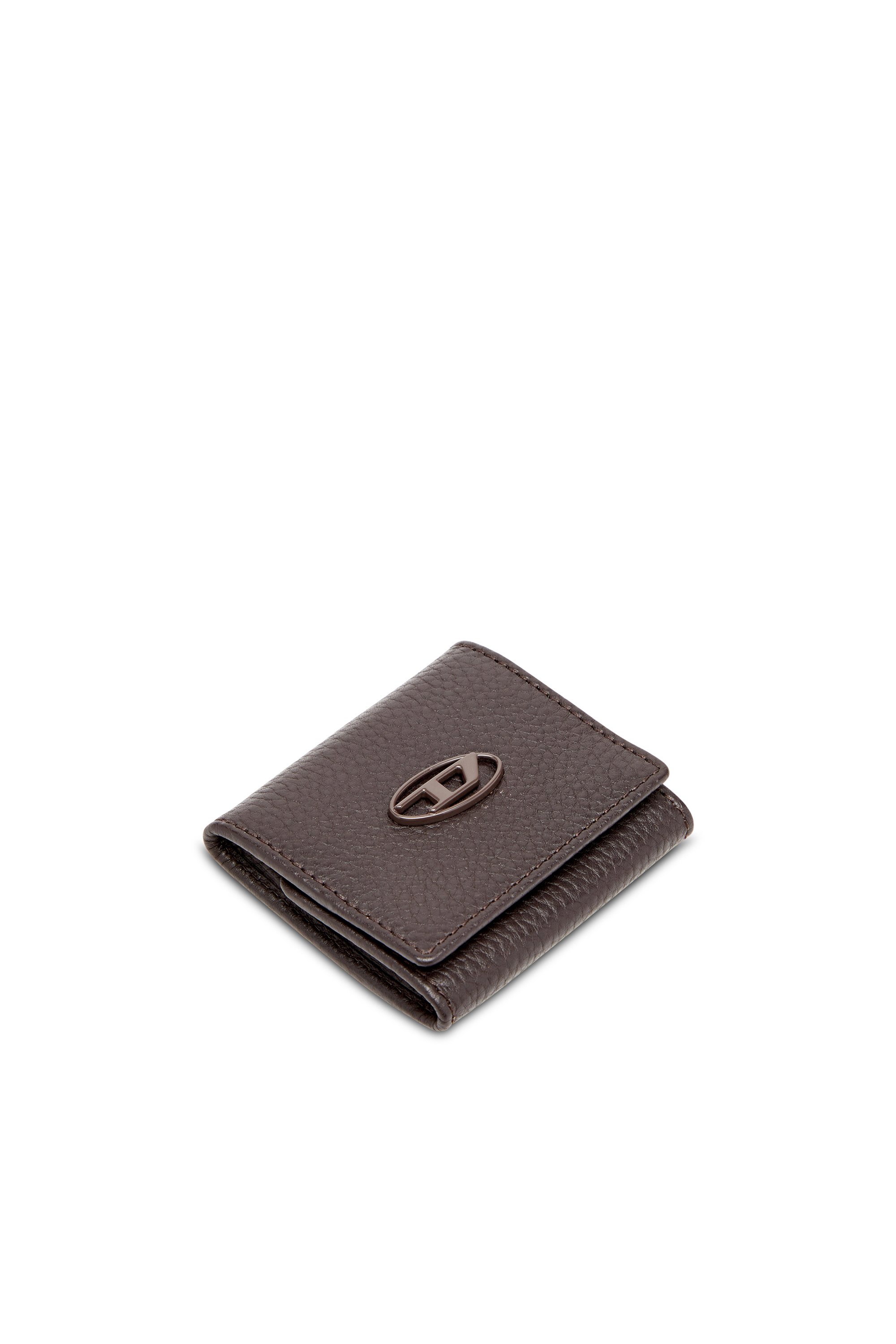 Diesel - HISSU EVO COIN CASE, Porte-monnaie en cuir grainé Homme in Marron - 4