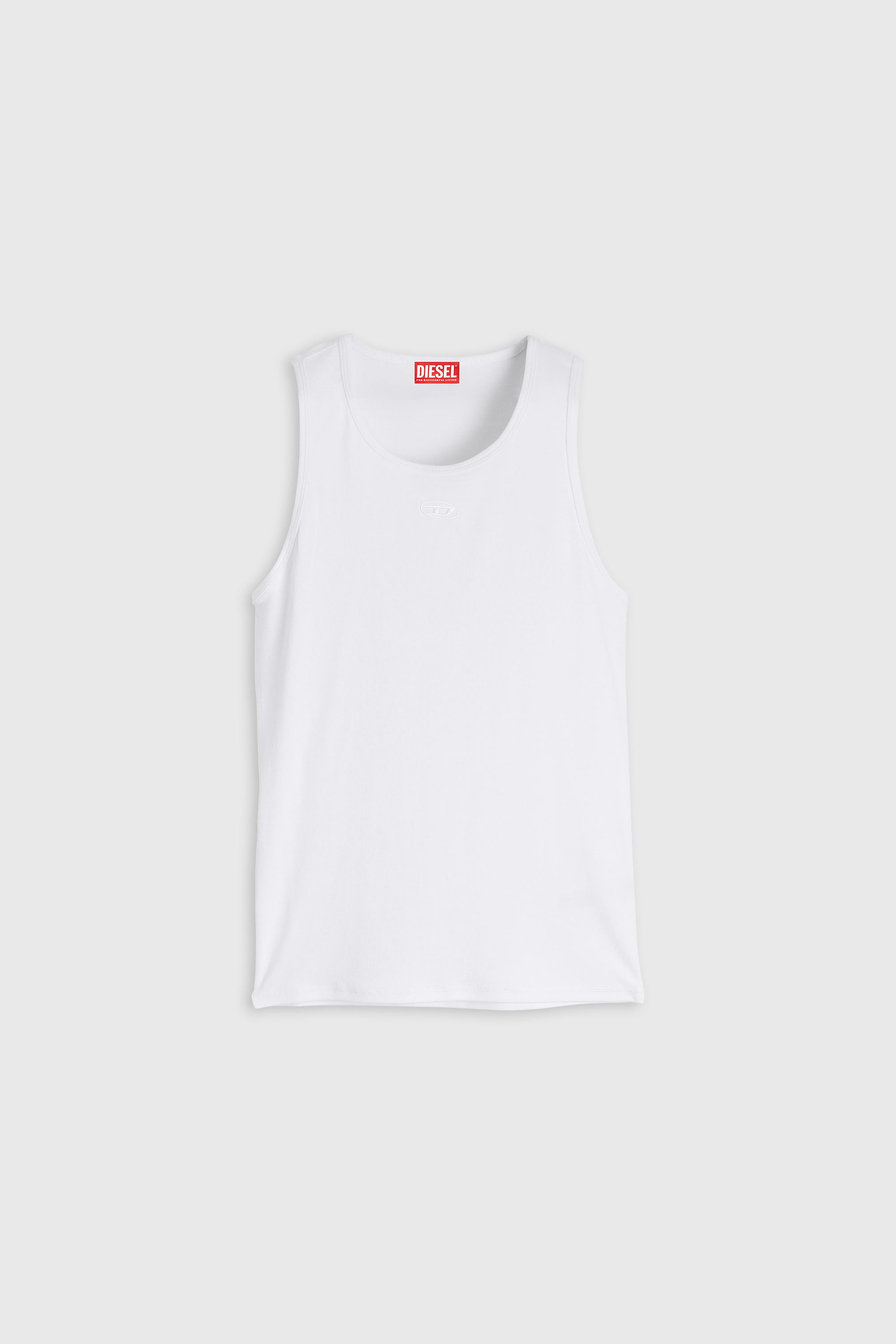 Diesel - T-ARM-LKDS, D&eacute;bardeur en jersey c&ocirc;tel&eacute; avec broderie Oval D Homme in Blanc - 2