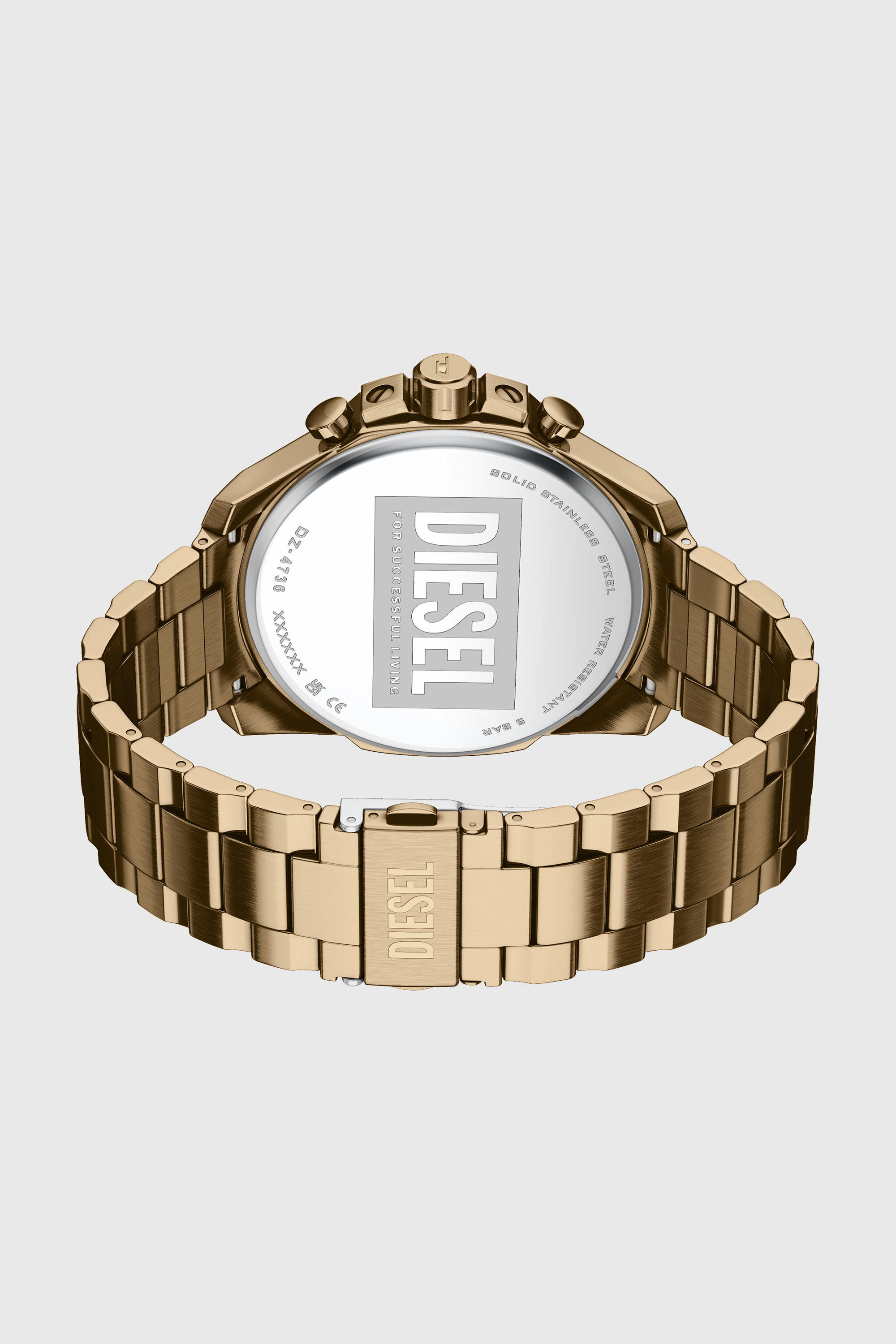 Diesel - DZ4736 WATCH, Montre Mega Chief Slim en acier inoxydable finition or vieilli Homme in Dor&eacute; - 4
