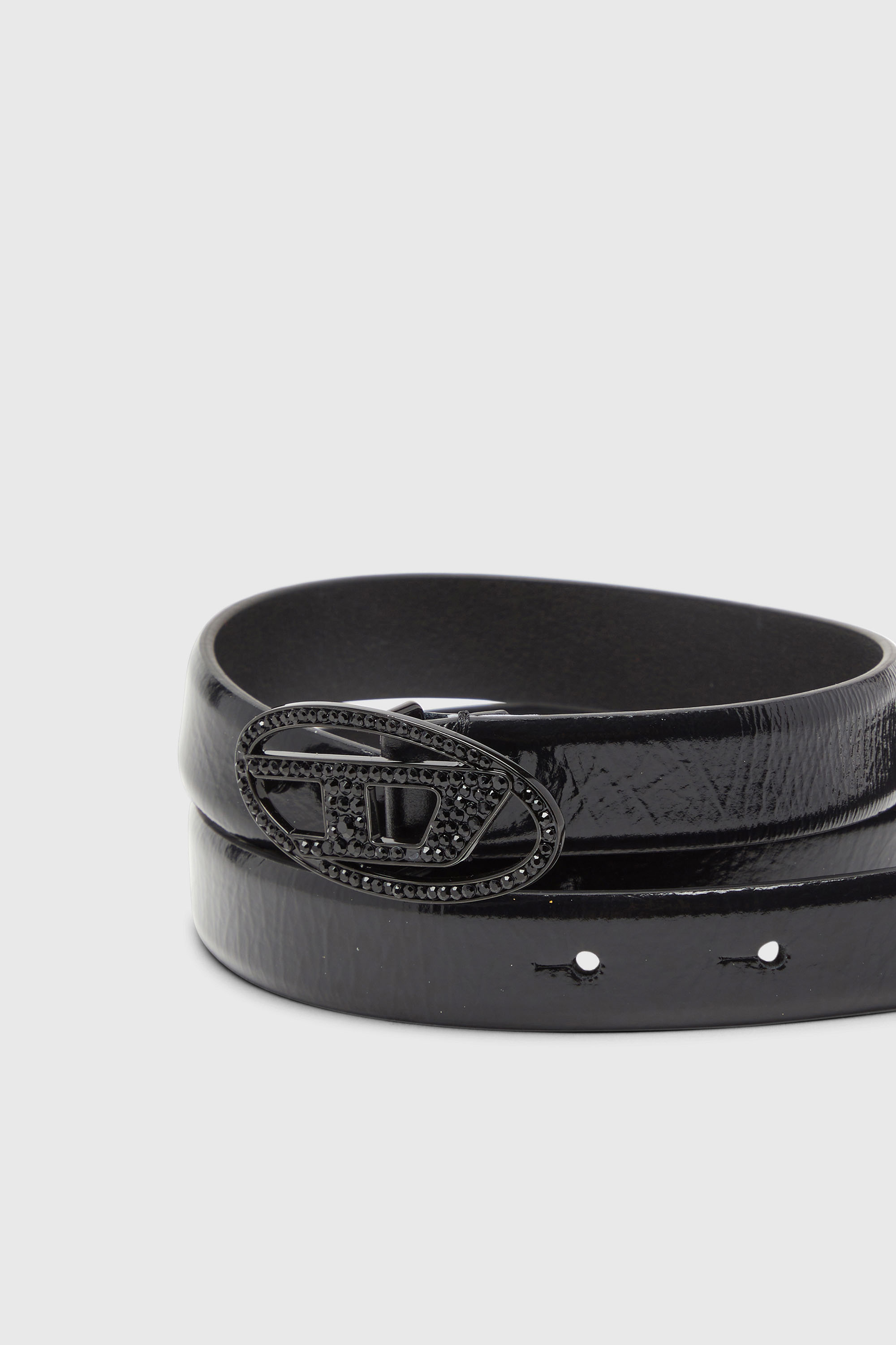 Diesel - B-1DR STRASS 20, Ceinture 2 cm en cuir avec boucle de cristal Femme in Noir - 3