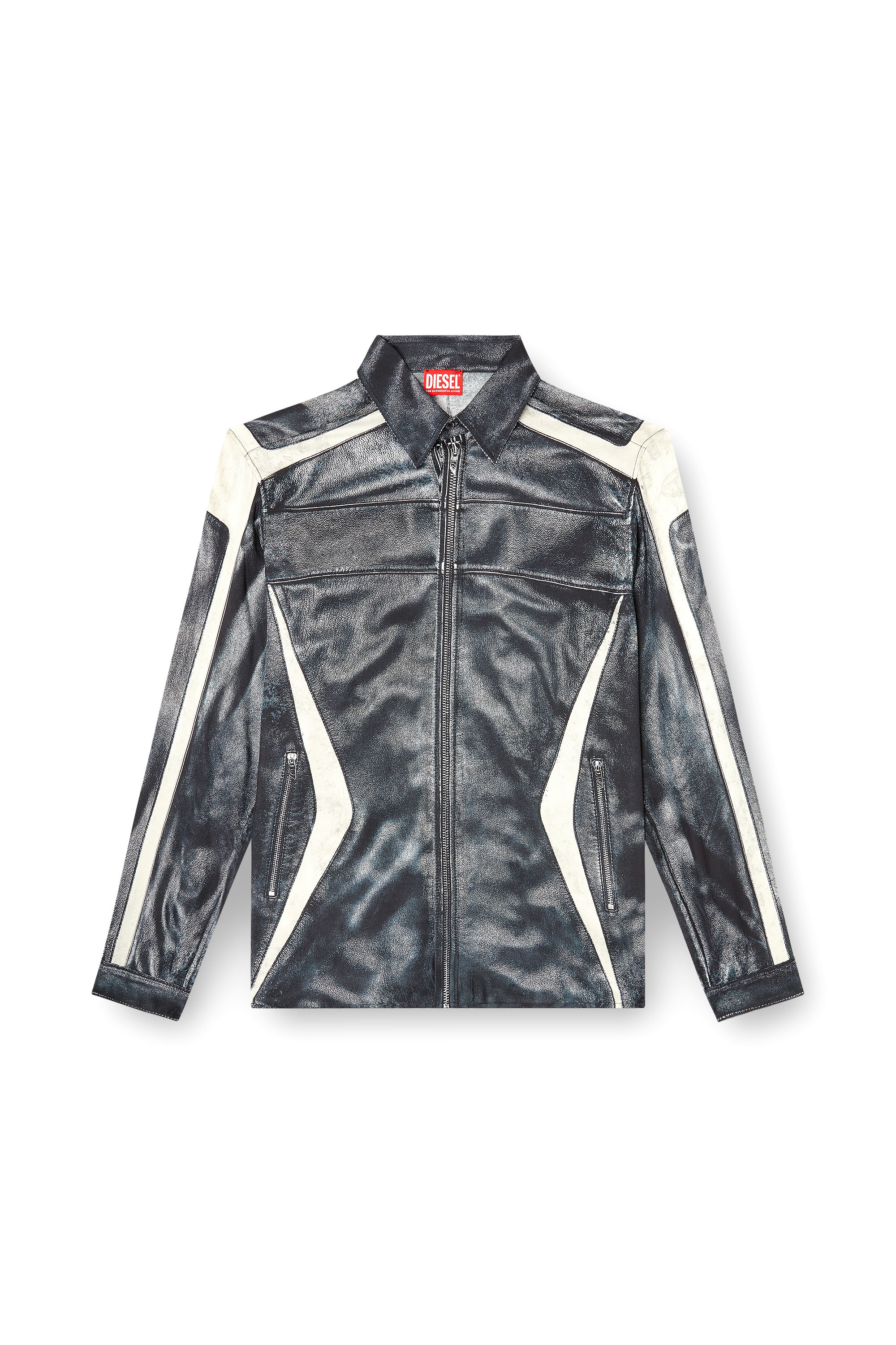 Diesel - S-SIMPLY-BMCZ, Chemise en viscose imprim&eacute;e avec fermeture zipp&eacute;e sur le devant Homme in ToBeDefined - 3