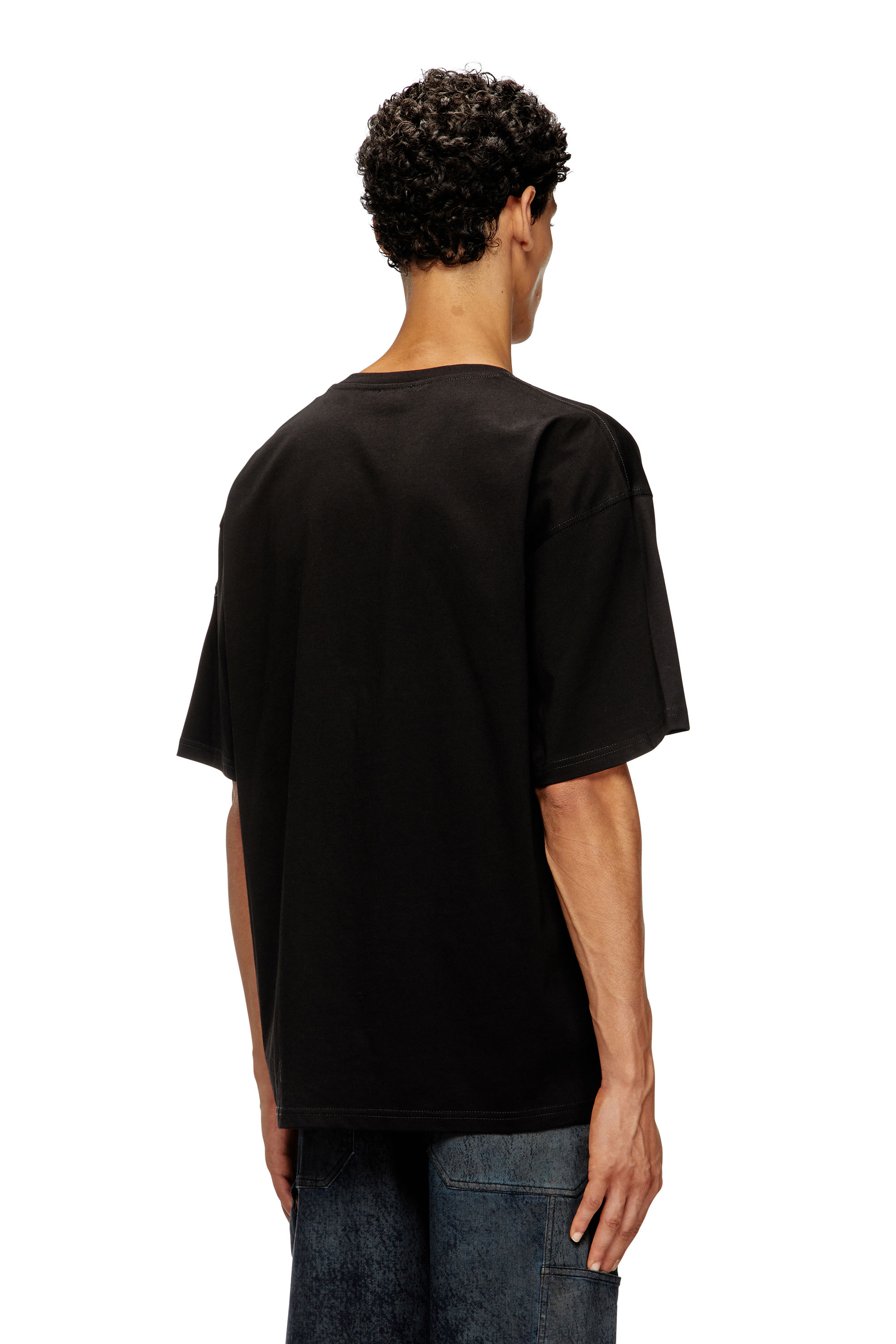 Diesel - T-BOXT-T21, T-shirt en coton avec imprimé bouche de requin Homme in Noir - 4