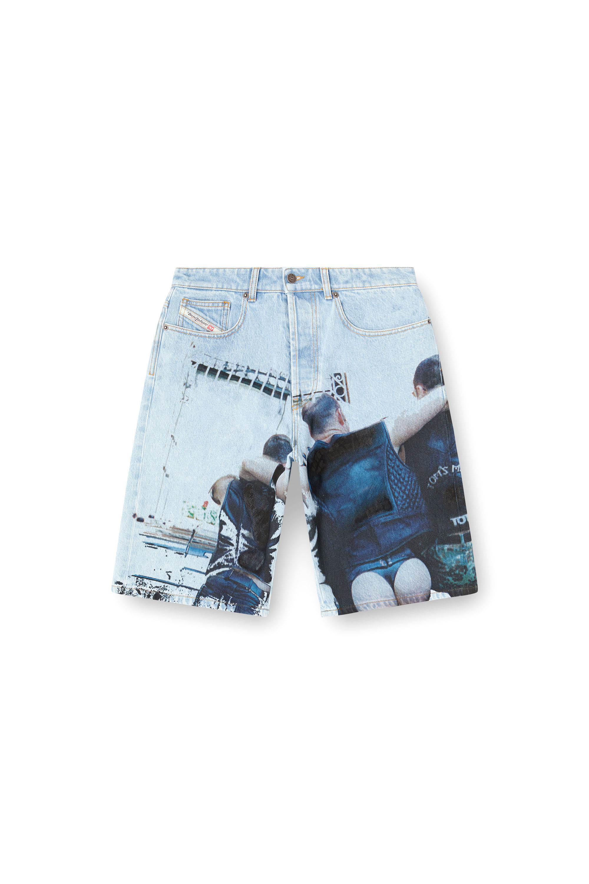 Diesel - PR-D-RIXFORD-S, Short en denim avec imprimé délavé Mixte in Bleu - 6