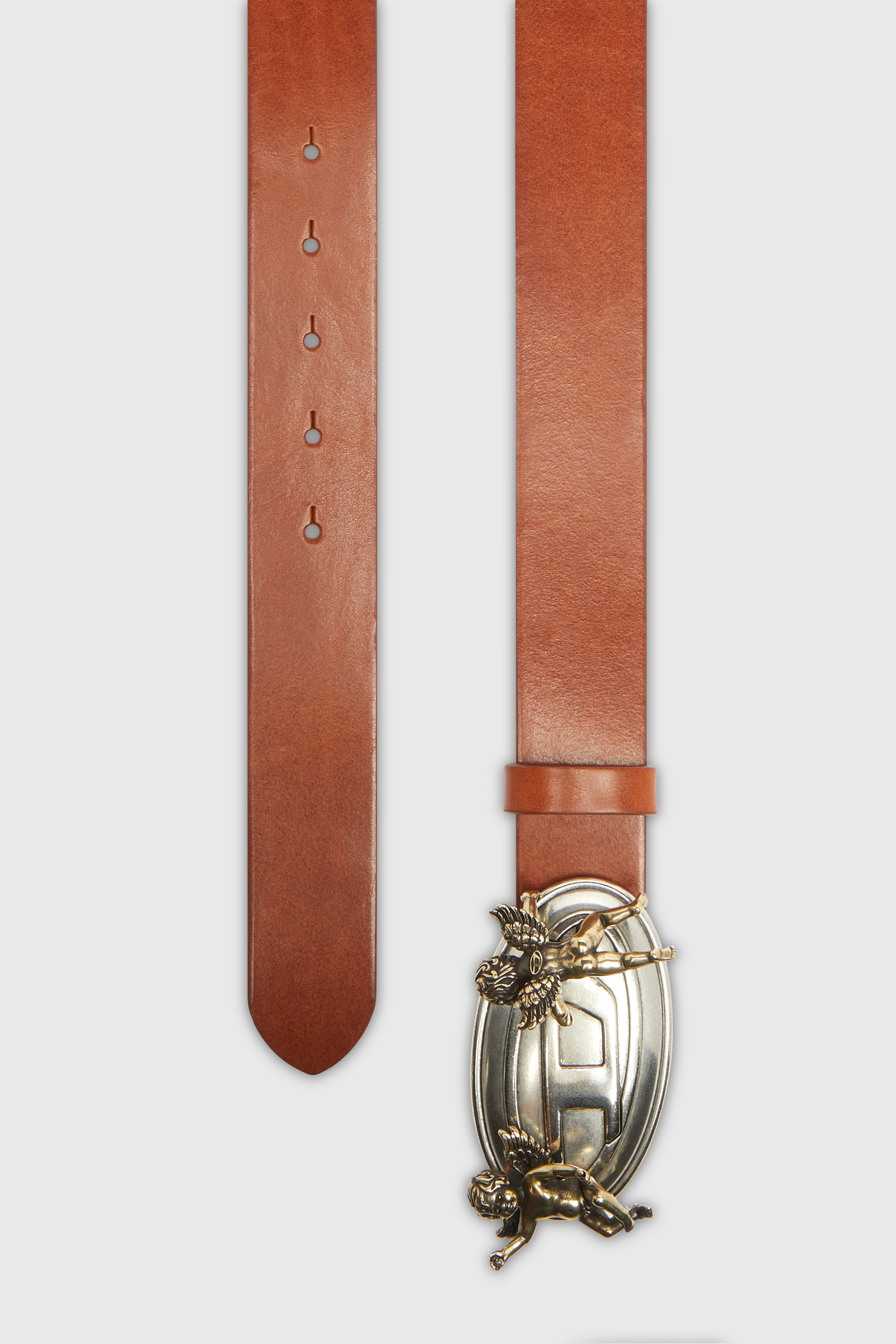 Diesel - B-OVAL ANGELS 35, Ceinture 3,5 cm en cuir avec boucle Oval D ch&eacute;rubin Femme in Marron - 2
