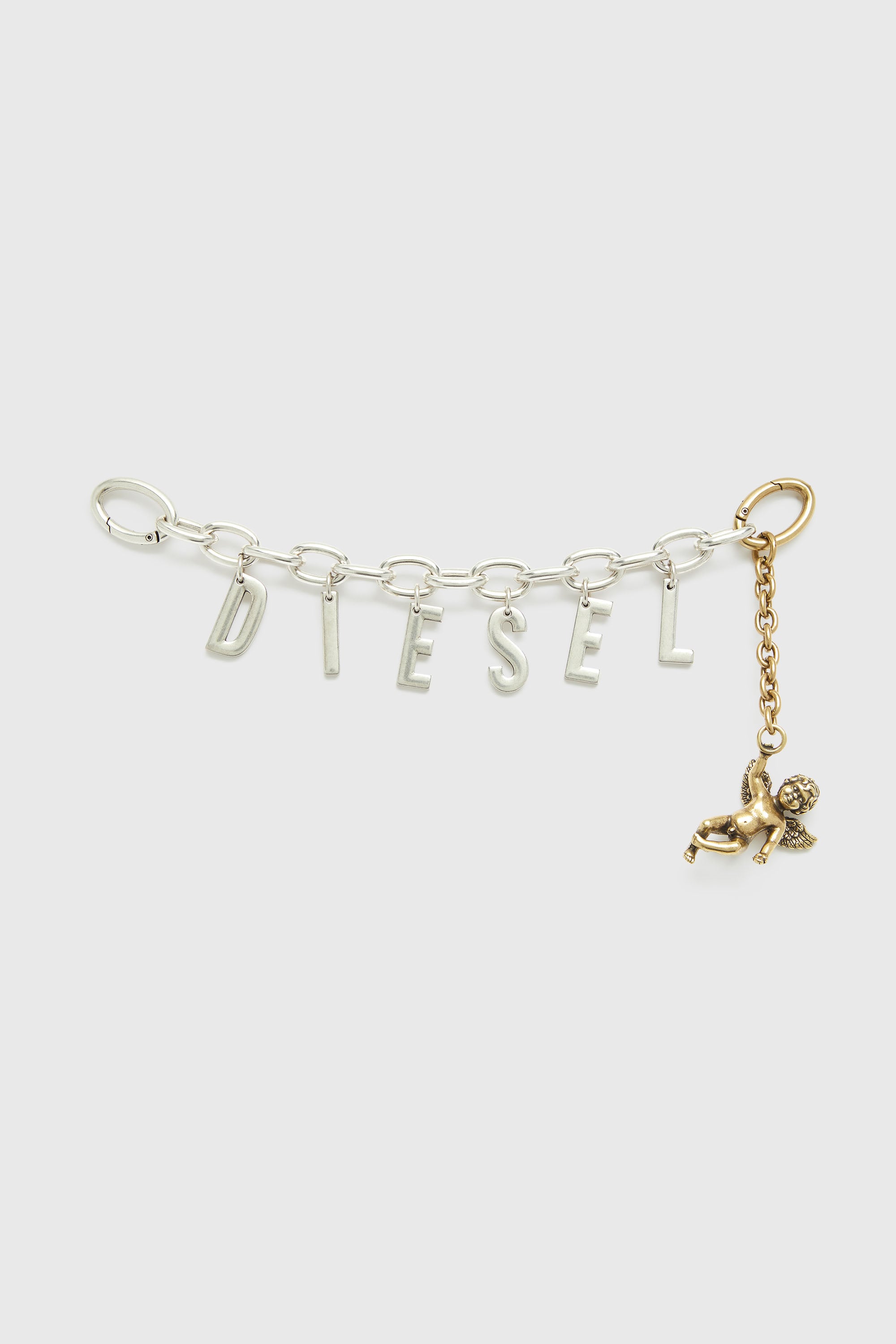 Diesel - CHAIN-D III S, Breloque lettre en m&eacute;tal avec ch&eacute;rubin Femme in Gris argent&eacute; - 1