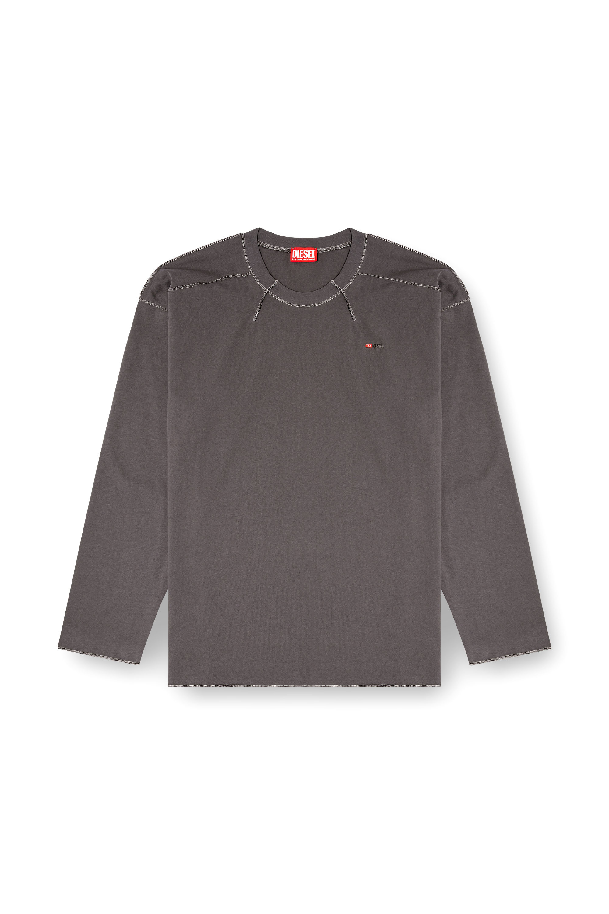 Diesel - T-CRAHOR-BOXT-LS-T1, T-shirt en coton Homme in Gris - 2