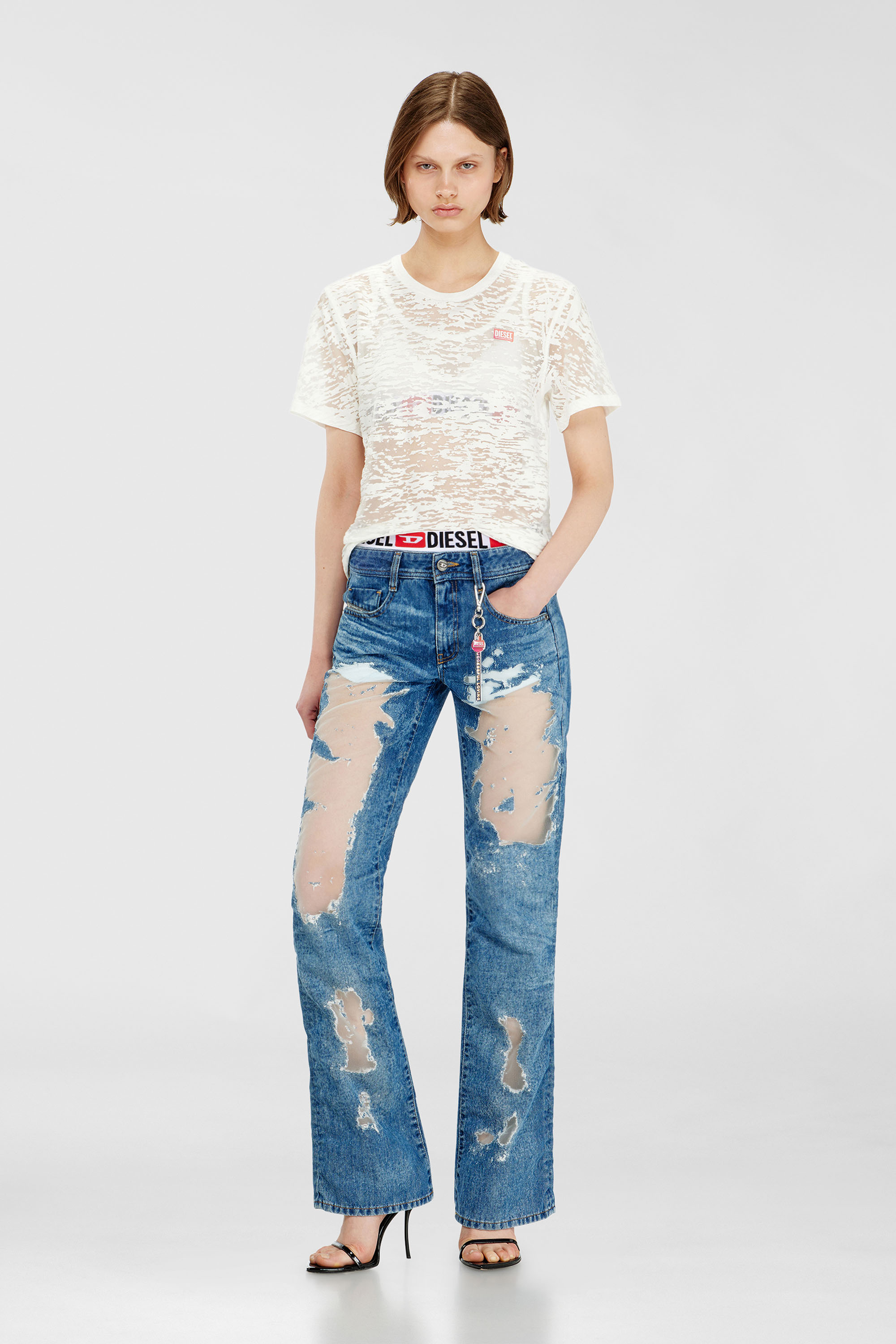 Diesel - PR-T-NOTS-MATI-R, T-shirt en jersey all-over devor&eacute; Mixte in Blanc - 6