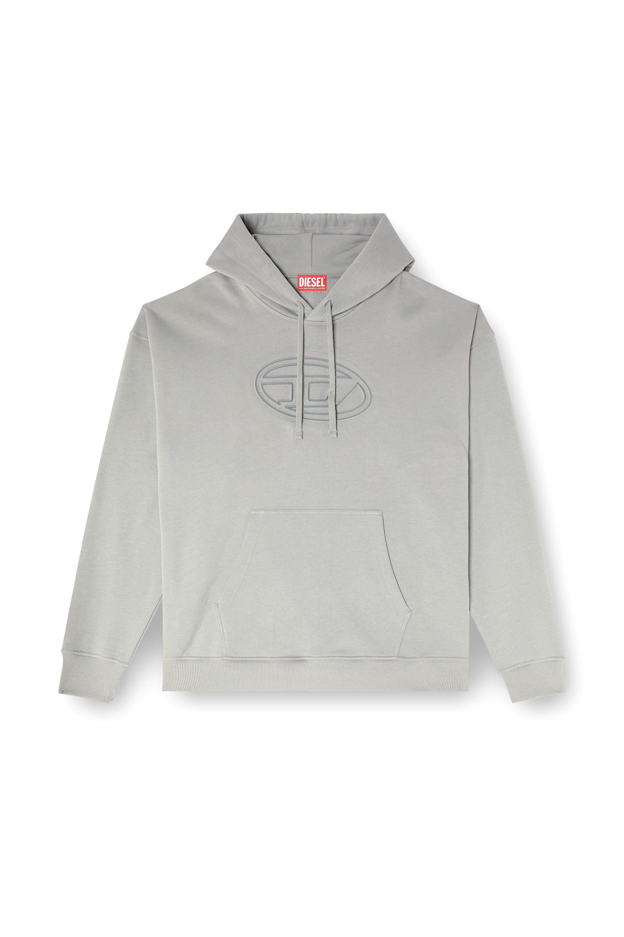 Diesel - S-UMMER-BIGOVAL, Man's Hoodie with embossed Oval D in Light Grey - 3