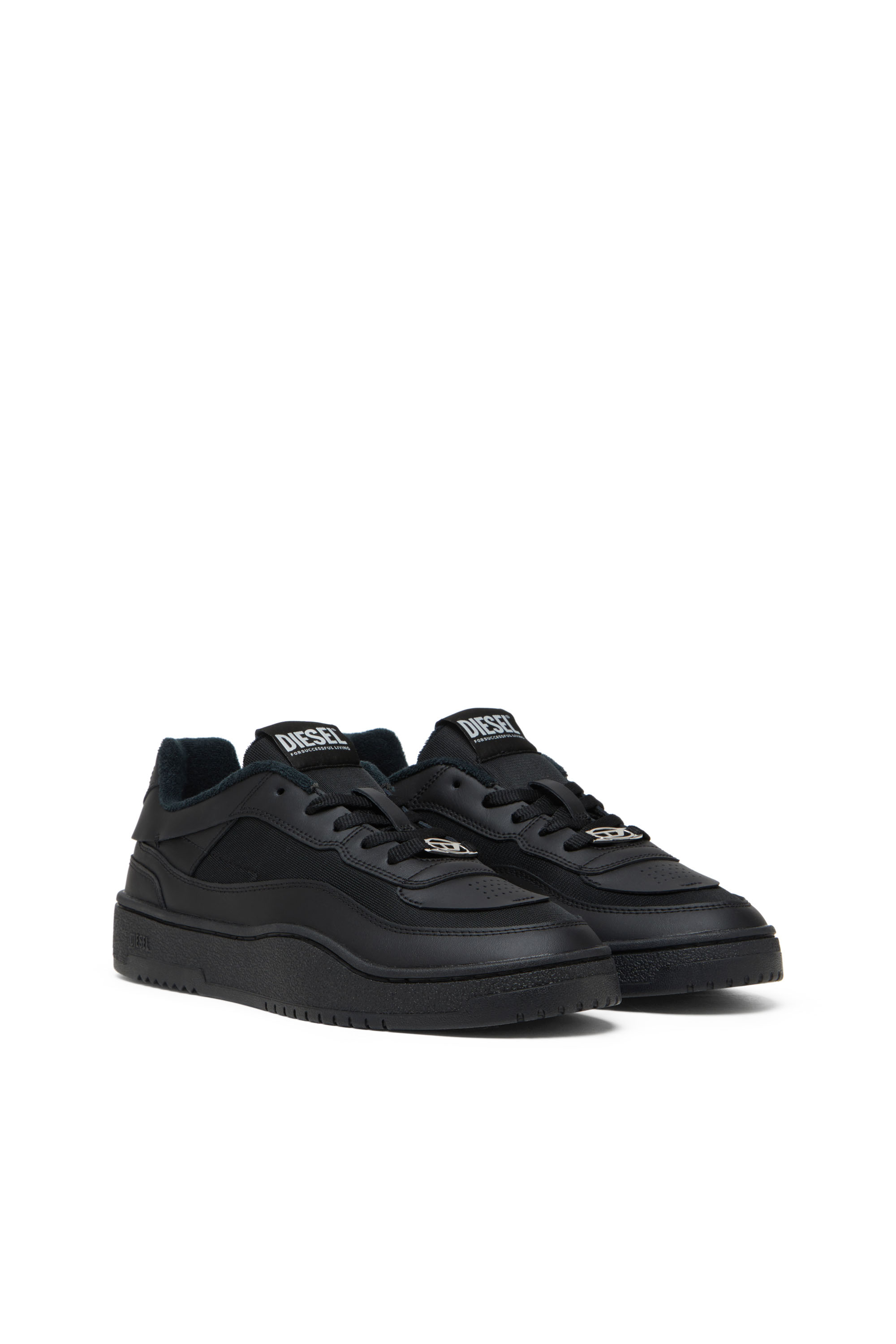 S-OVAL SKATE LOW, Noir Diesel - S-OVAL SKATE LOW, S-Oval Skate-Sneakers en cuir avec empiècements en tissu Homme in Noir - 2