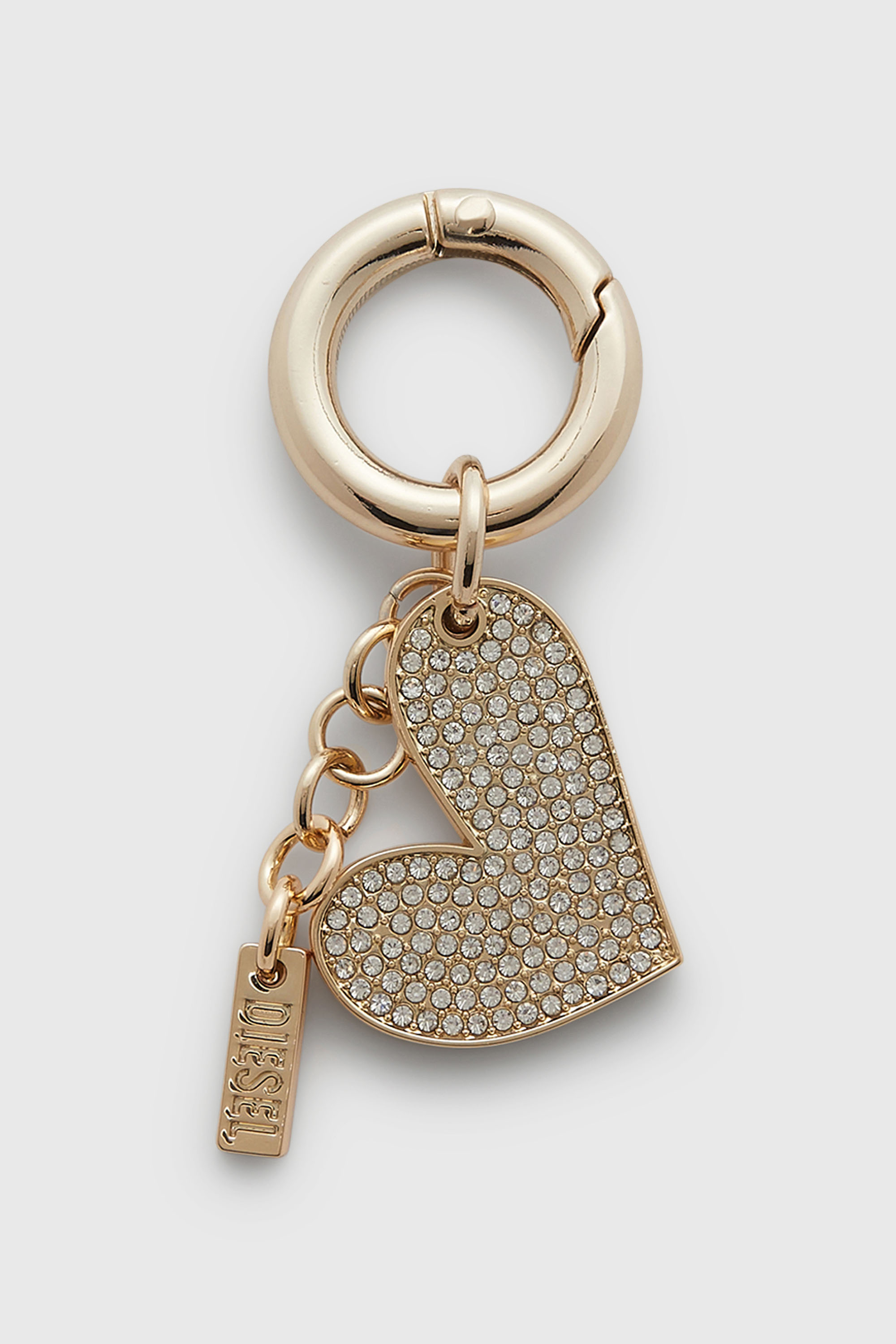 Diesel - CHARM-HEART, Breloque c&oelig;ur en m&eacute;tal avec strass Femme in Dor&eacute; - 1