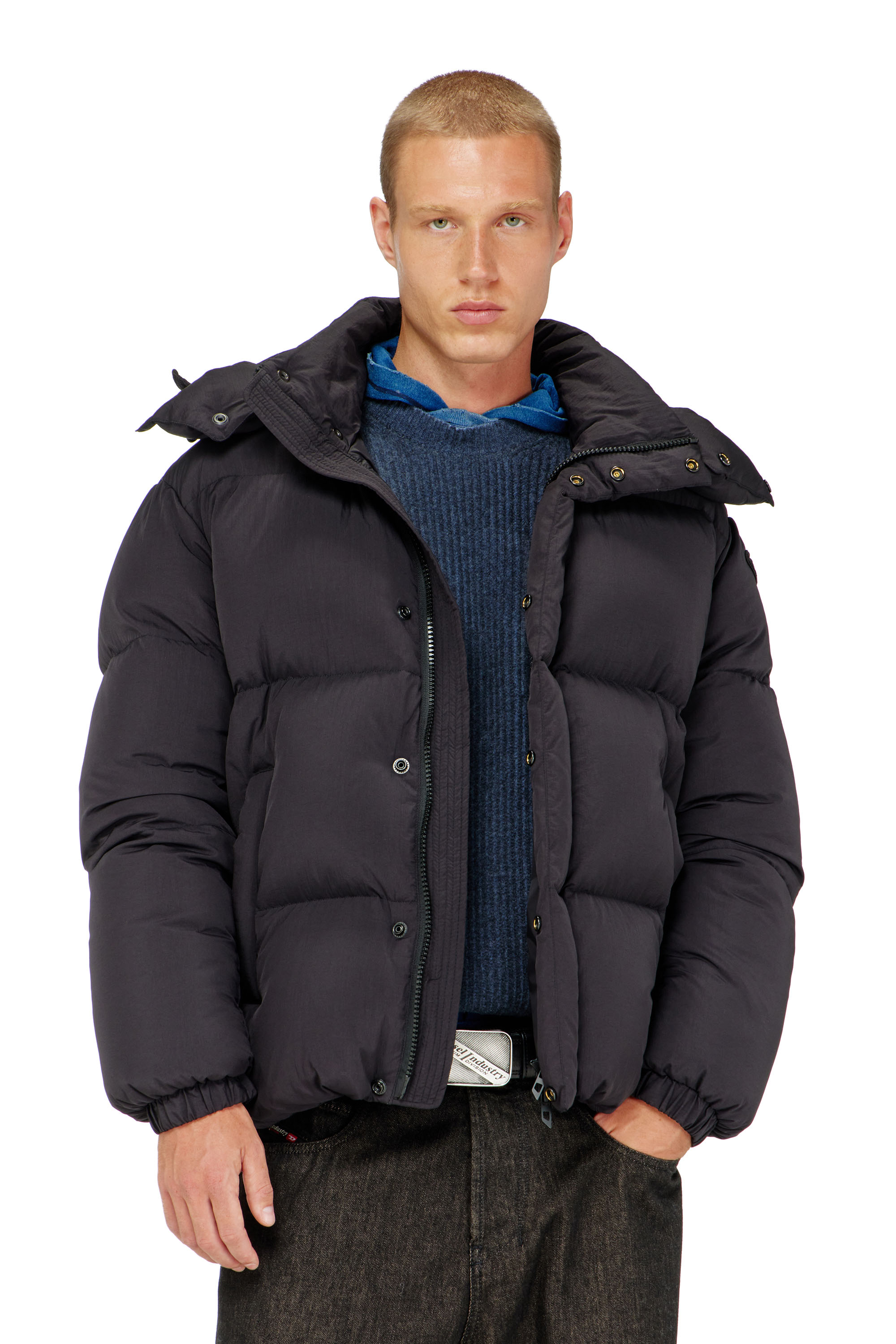 Diesel - W-ROLFYS-WRD, Veste matelass&eacute;e en Taslan ViralOff&reg; Homme in Gris - 1