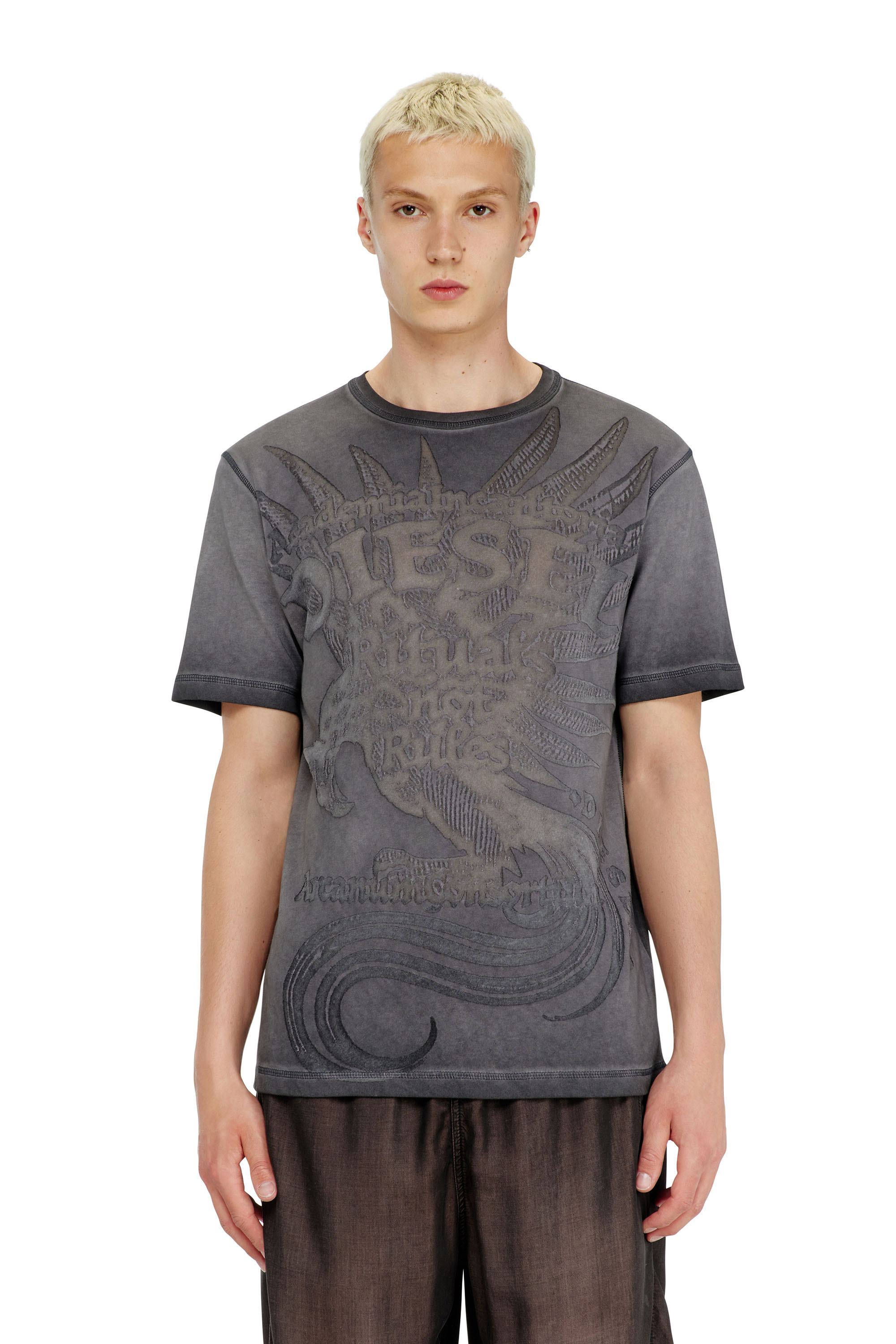 Diesel - T-RAWJUST-AA1, T-shirt en jersey avec motif emboss&eacute; Homme in Gris - 1