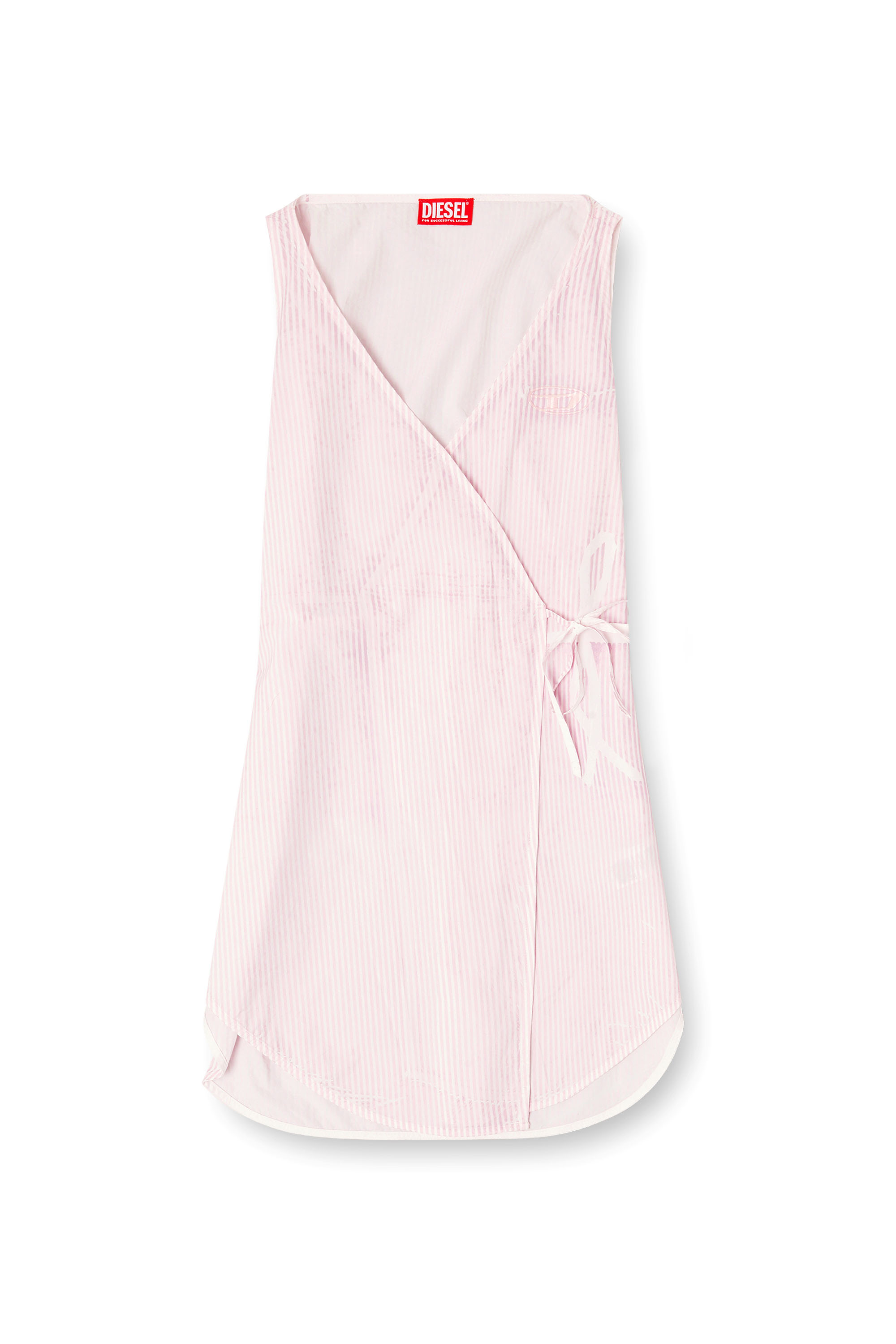 Diesel - D-ELPHOS-SL, Robe courte en popeline &agrave; fines rayures Femme in Rose - 2