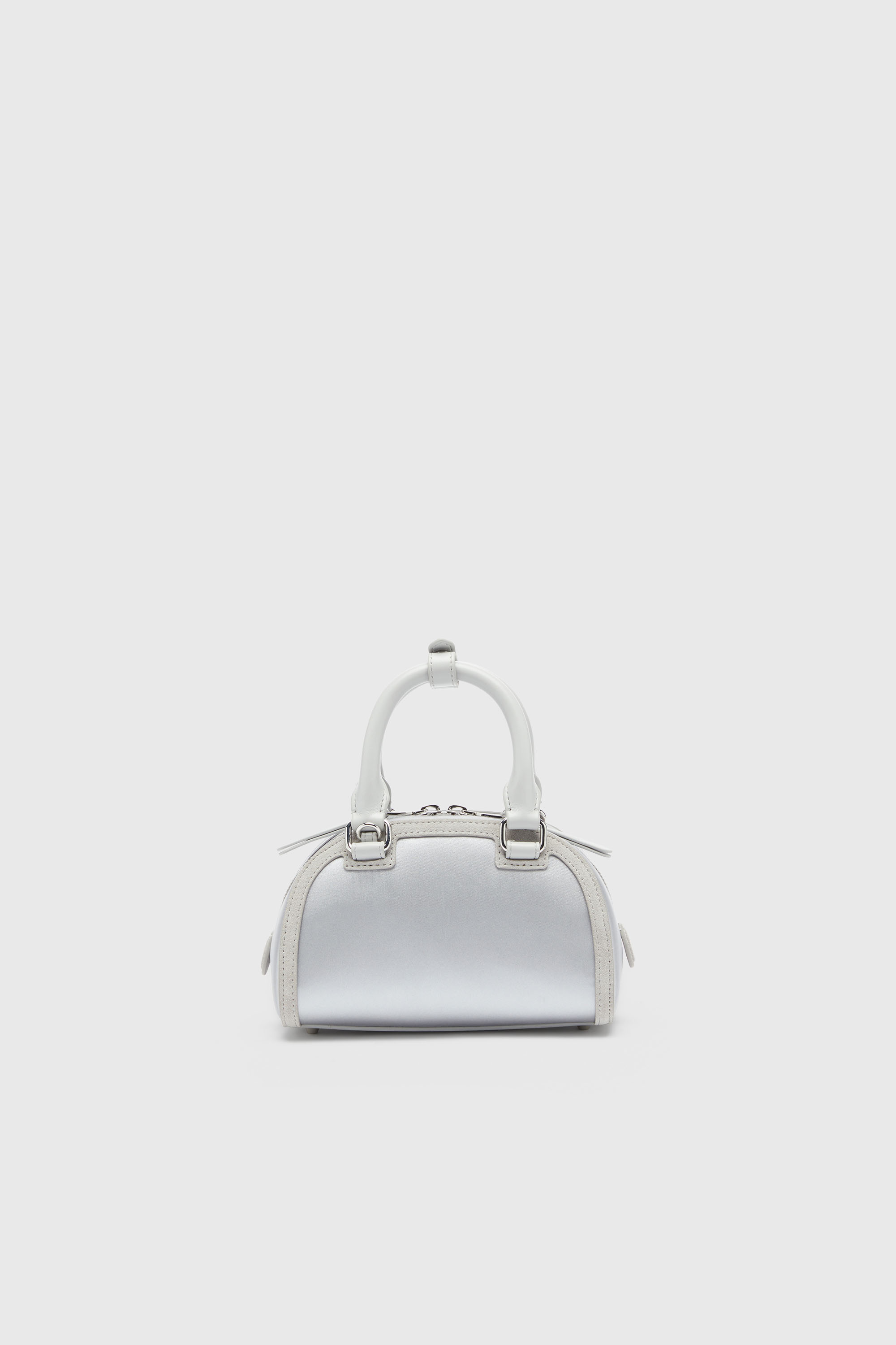 Diesel - 1DR DOME CROSSBODY, 1DR Dome - Petit sac bandouli&egrave;re en satin et su&egrave;de Femme in Gris argent&eacute; - 3