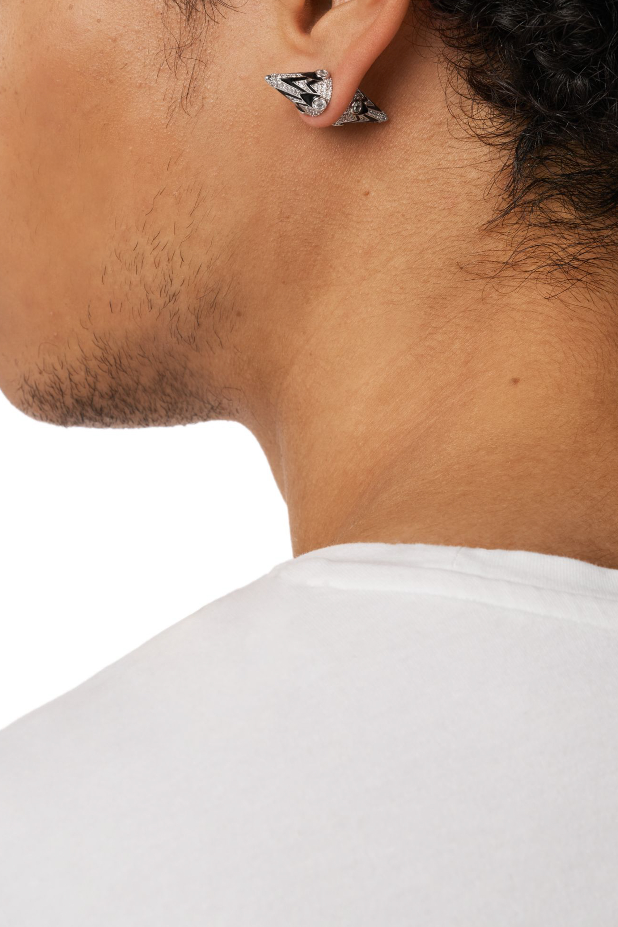 Diesel - DX1657931 JEWELLERY, Boucles d'oreilles &agrave; clous en laiton bicolore Mixte in Gris argent&eacute; - 4