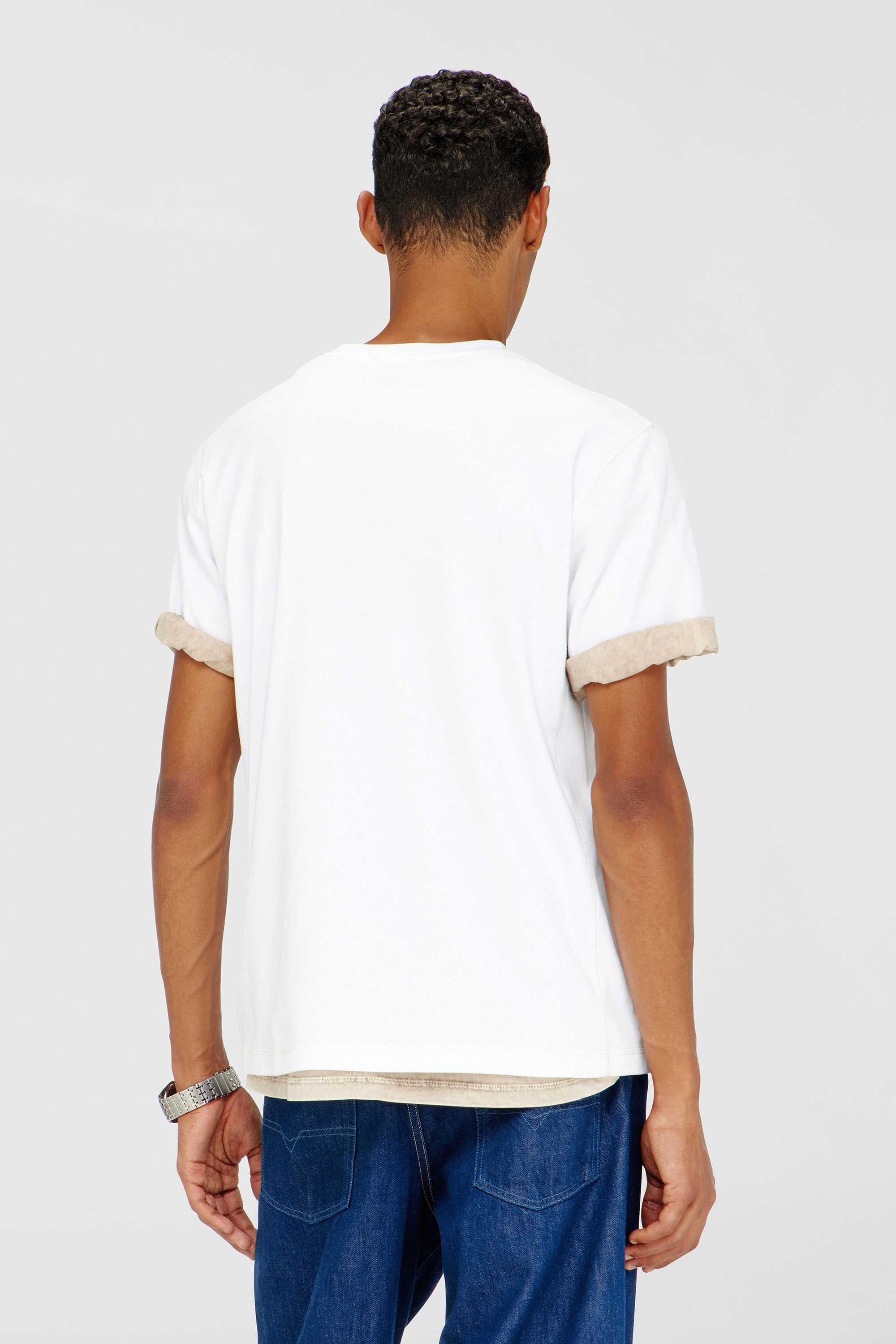 Diesel - T-MADJUST-TR, T-shirt r&eacute;guli&egrave;re avec col rond et Oval D Homme in Blanc - 4