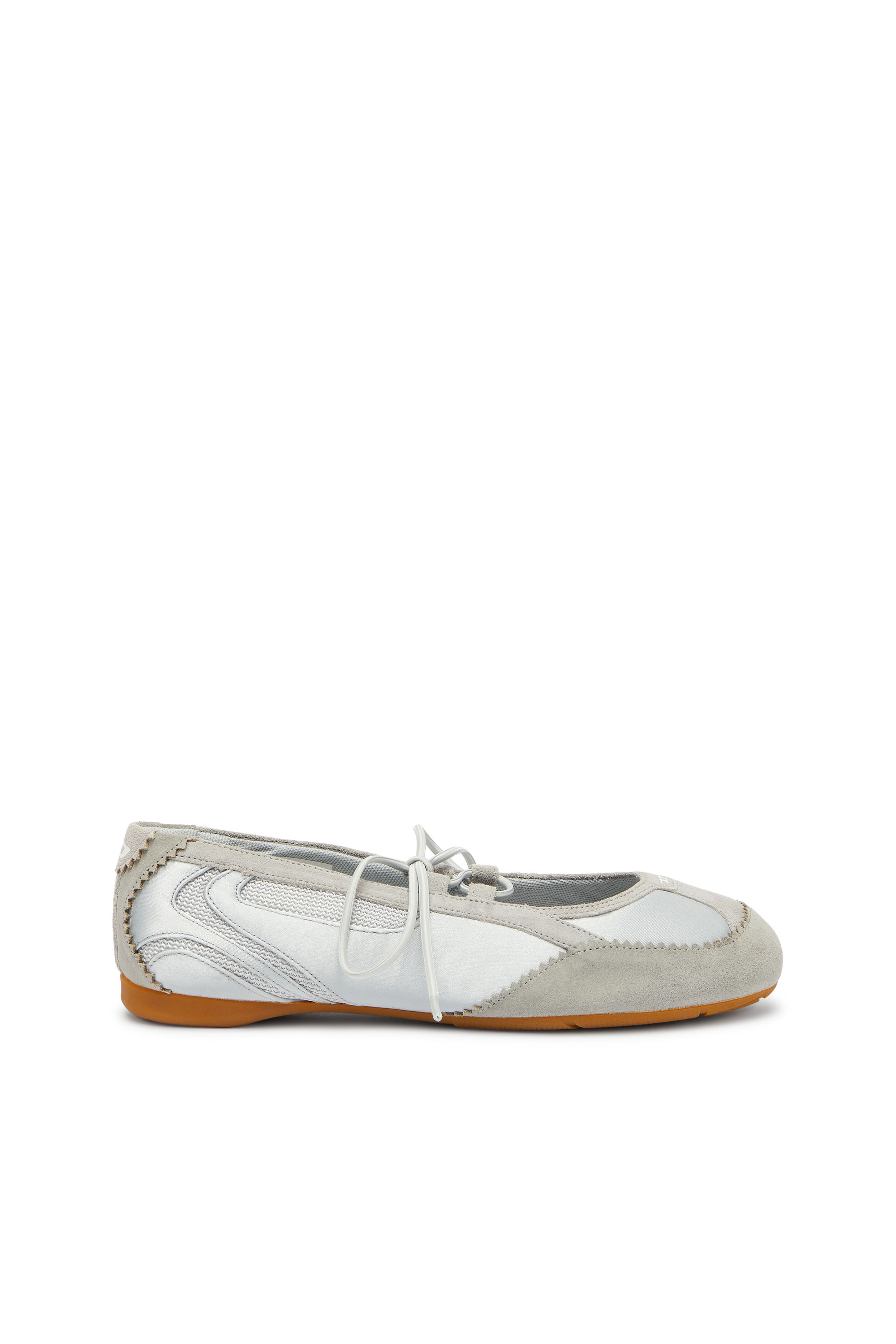 Diesel - D-MILE BALLERINA LACE UP II W, D-Mile - Ballerines &agrave; lacets en cuir et mesh Femme in Gris - 1