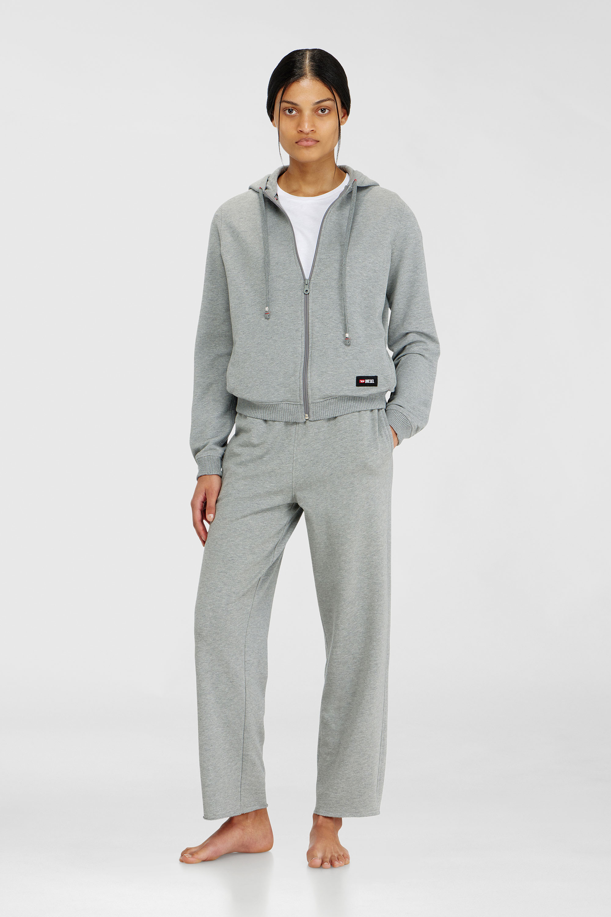 Diesel - HARRIET-D-CORE, Sweat &agrave; capuche en m&eacute;lange de coton gratt&eacute; Femme in Gris - 2