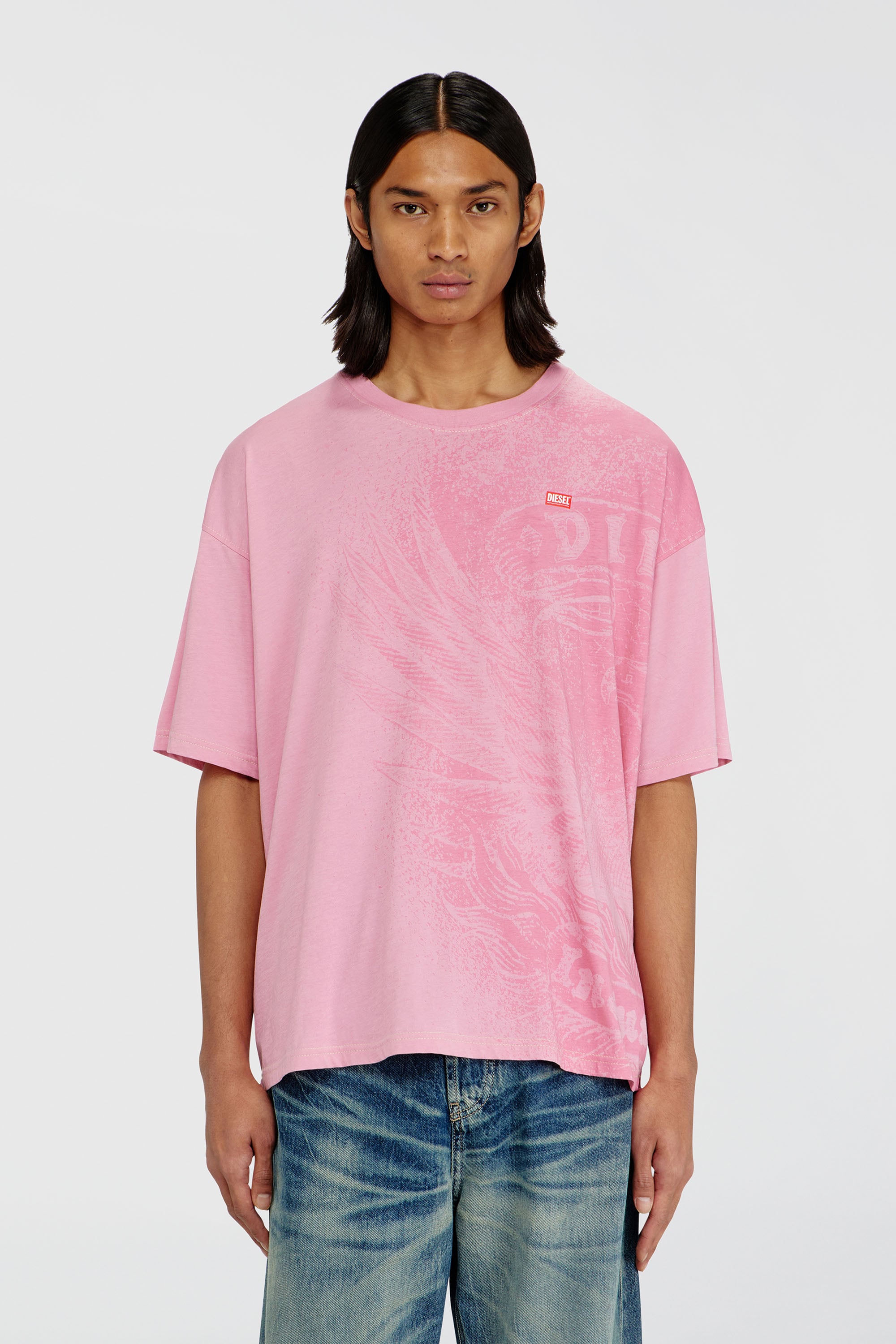 Diesel - T-BOXT-AA3, T-shirt d&eacute;contract&eacute; avec impressions pigmentaires Homme in Rose - 1