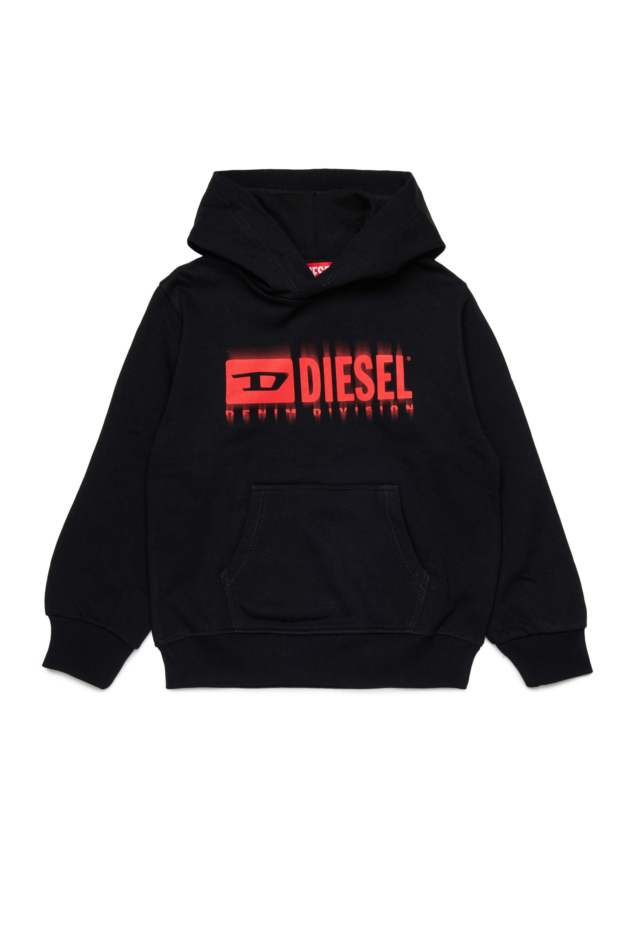 Diesel - SGINNHOODL5 OVER, Sweat-shirt à capuche avec logo taché Homme in Noir - 1