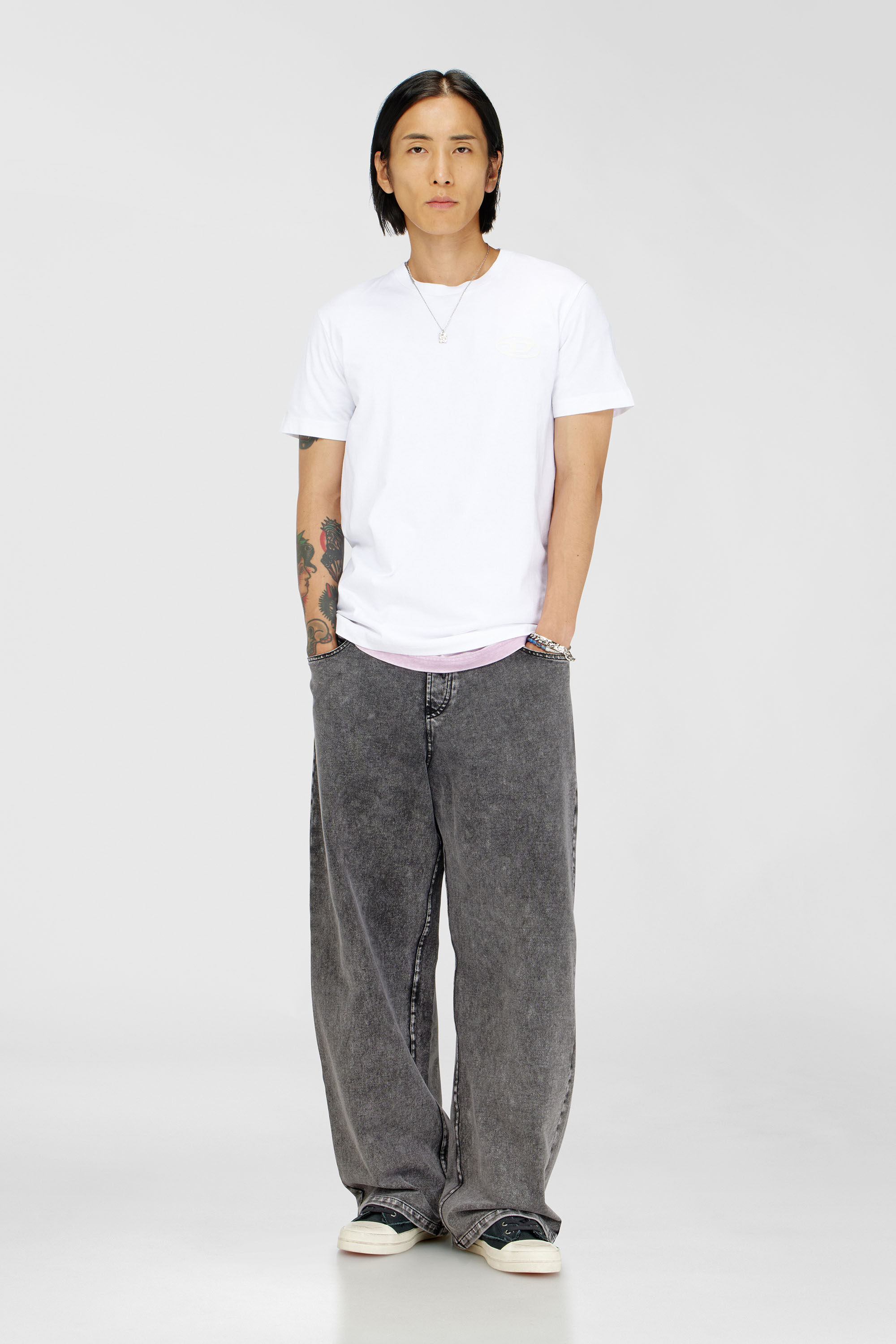 Diesel - T-DIEGO-T92, T-shirt en coton avec logo Oval D Homme in Blanc - 2