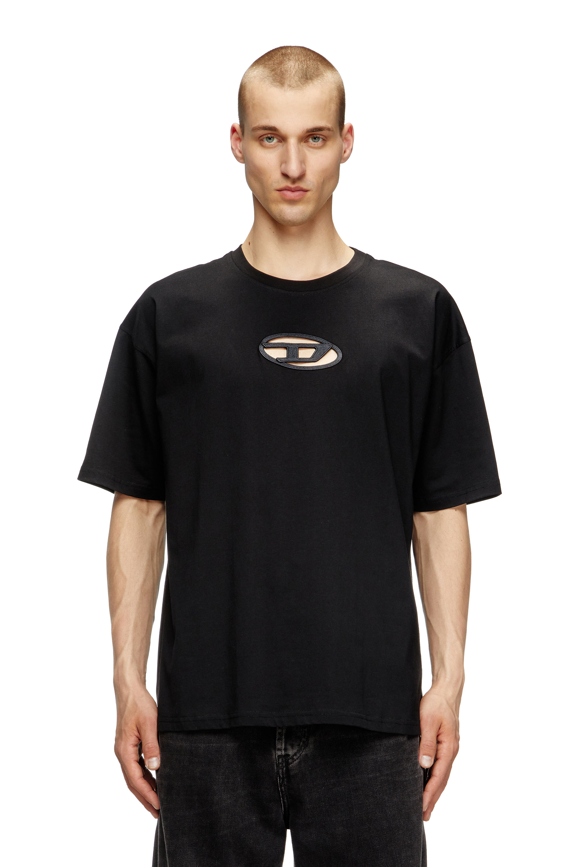 Diesel - T-BOXT-OD, Unisex's T-shirt with embroidered Oval D in Black - 3