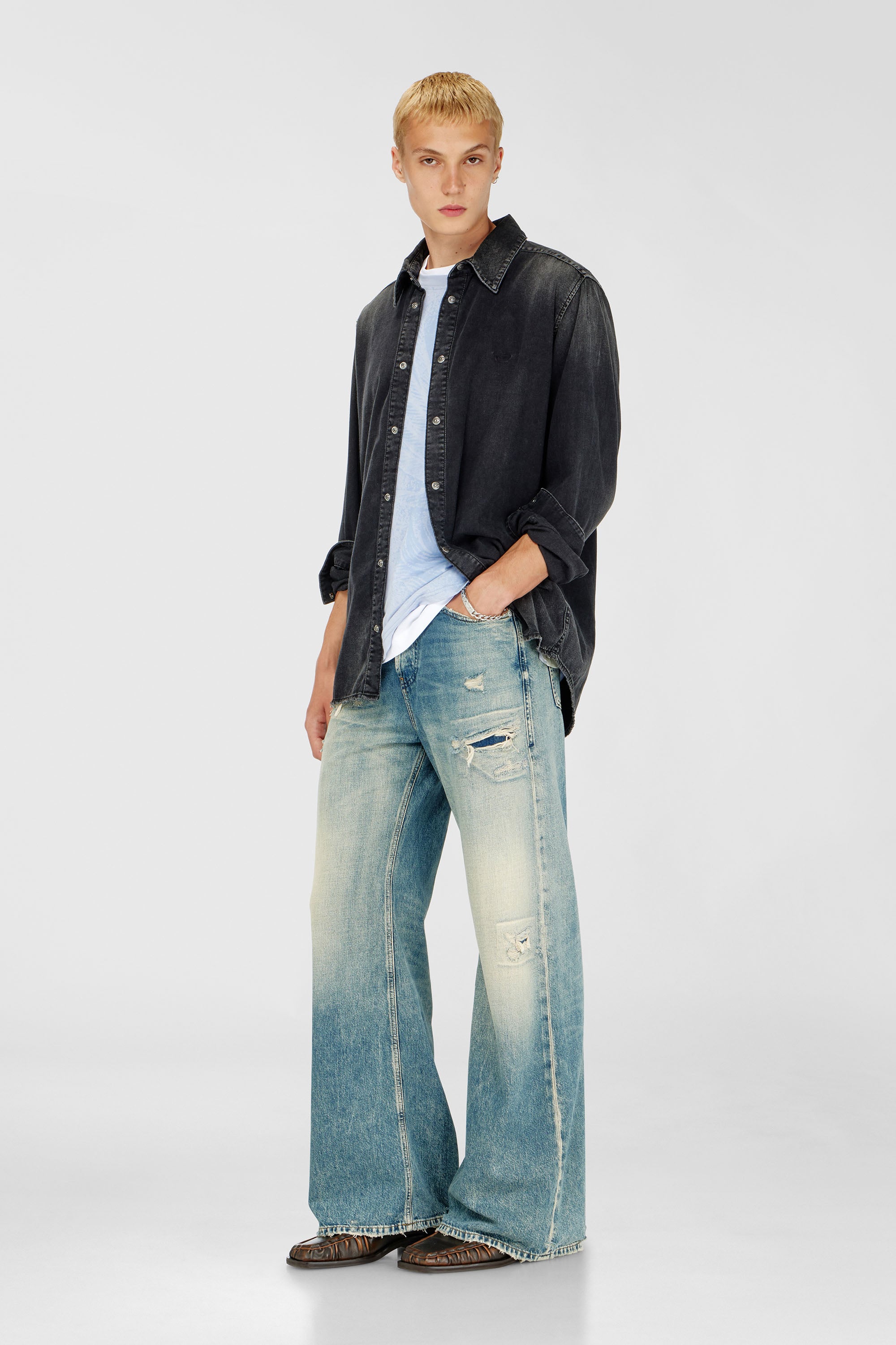 Diesel - D-SIMPLY, Chemise en denim &agrave; manches longues Homme in Noir - 2