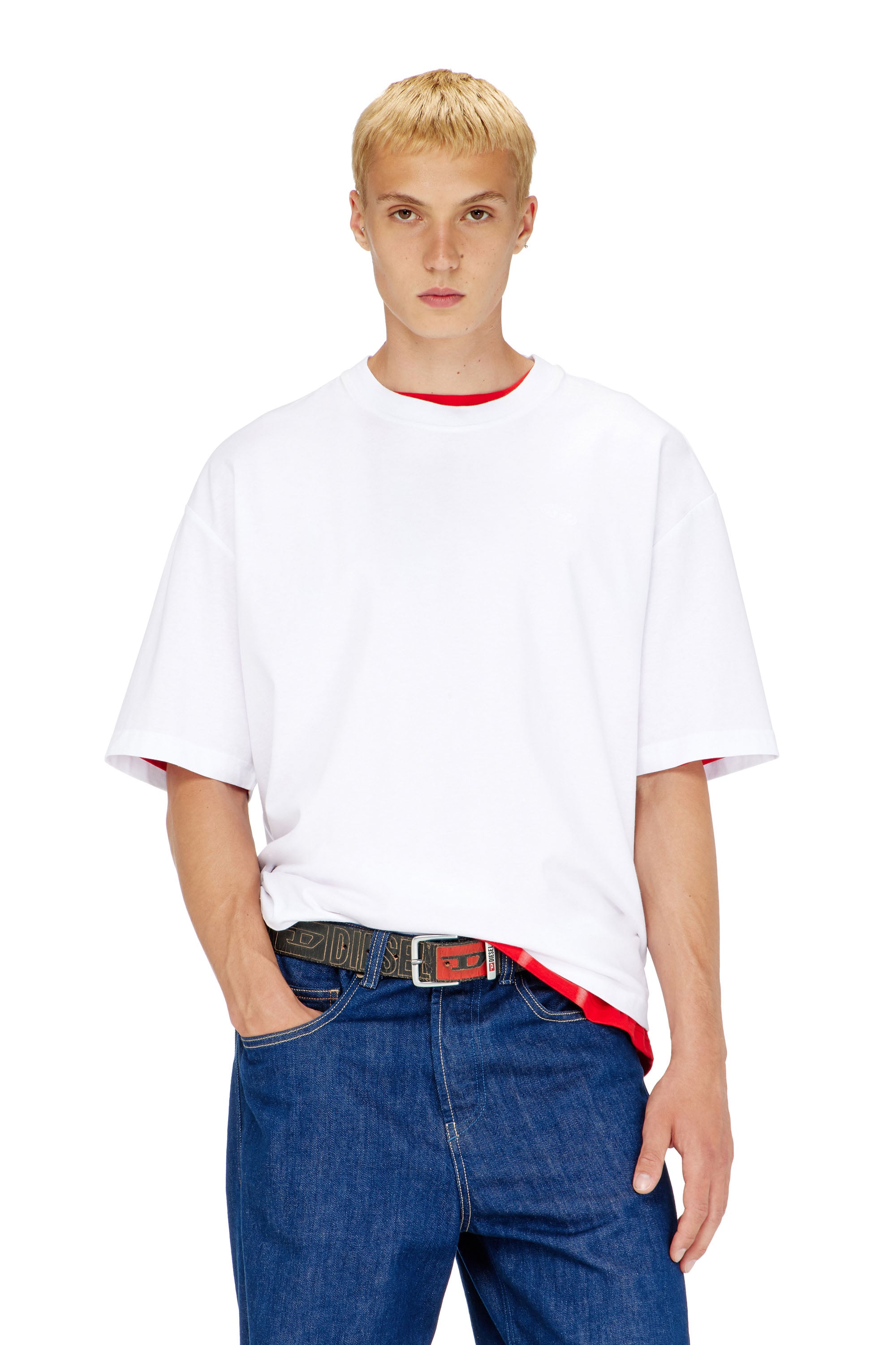 Diesel - T-BOGGY-MEGOVAL-D, T-shirt avec maxi oval D brod&eacute; Homme in Blanc - 1