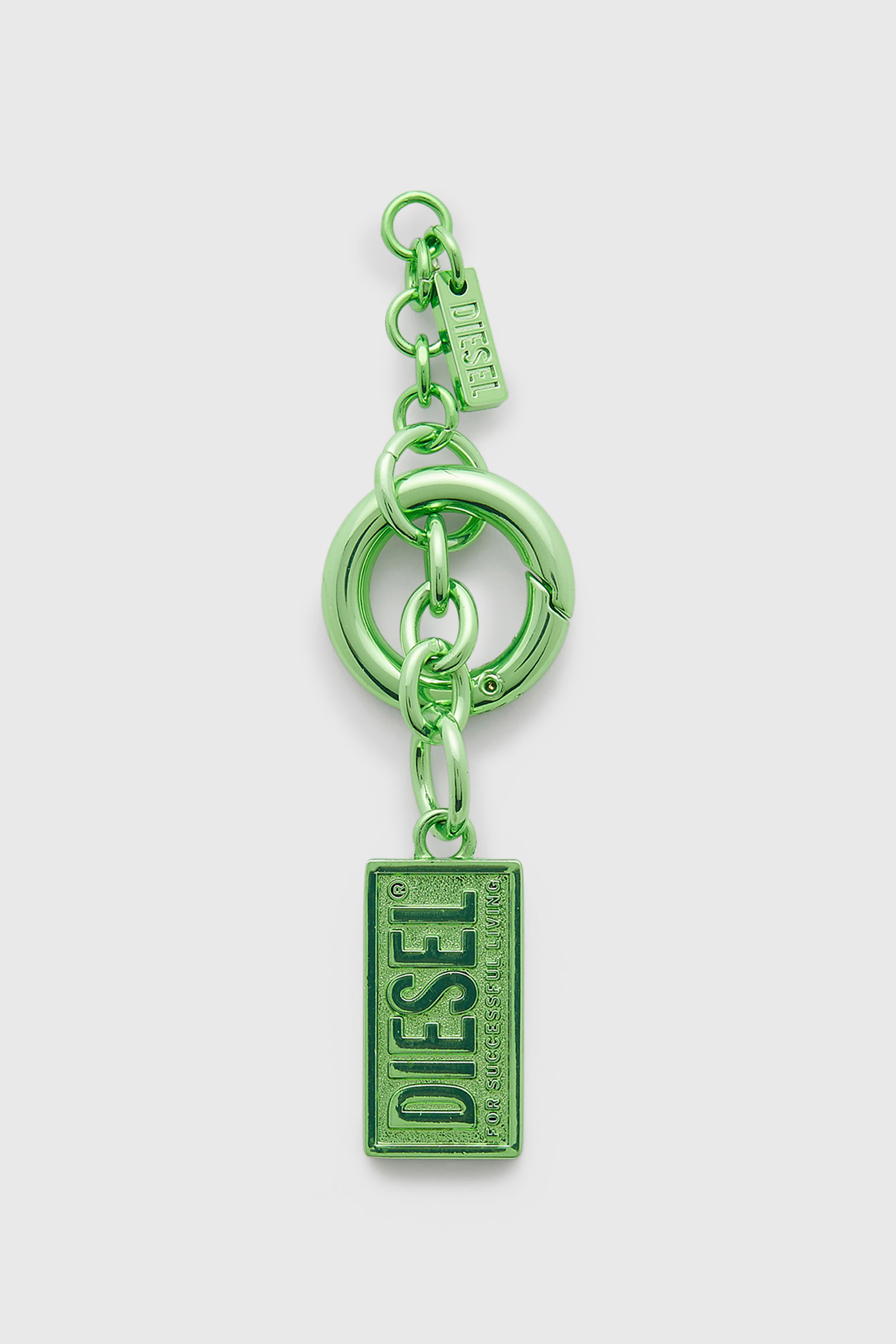 Diesel - CHARM-BISCOTTO, Porte-cl&eacute;s en m&eacute;tal avec pendentif logo Biscotto Femme in Vert - 1