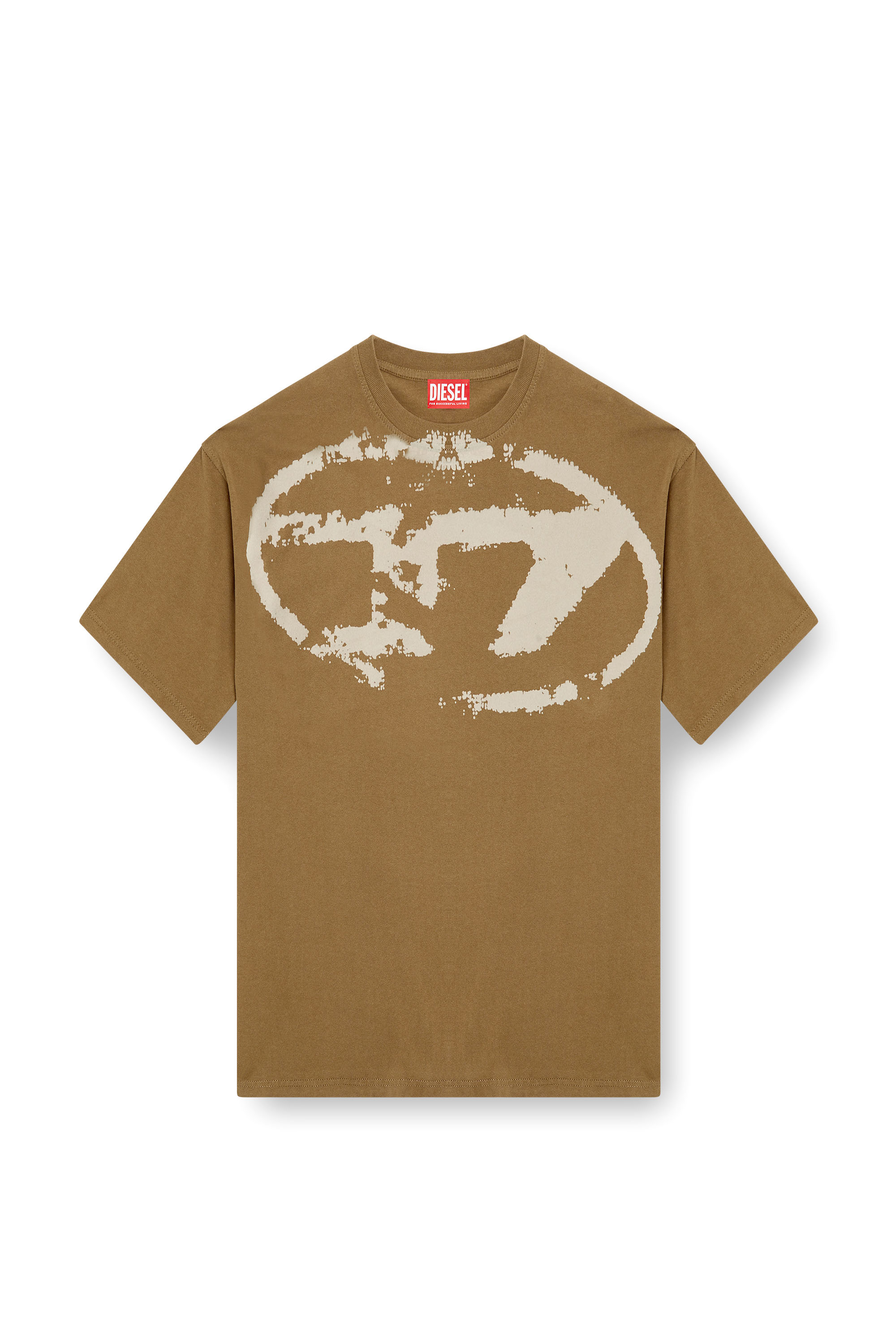 Diesel - T-BOXT-N14, T-shirt avec logo floqué effet vieilli Homme in Marron - 3