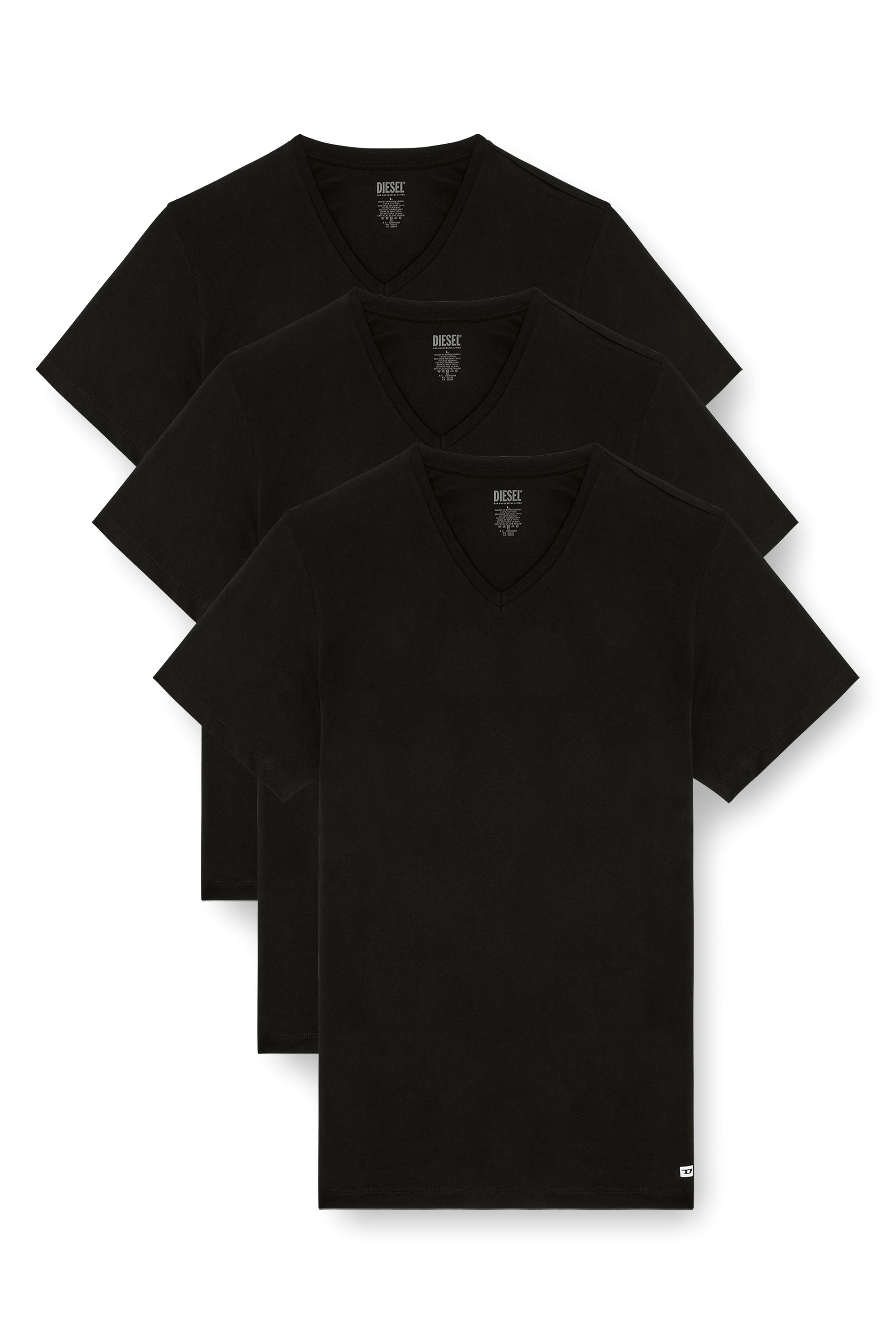 Diesel - MICHAEL-D-BOX-3PACK, Lot de trois T-shirts avec col en V Homme in Noir - 1