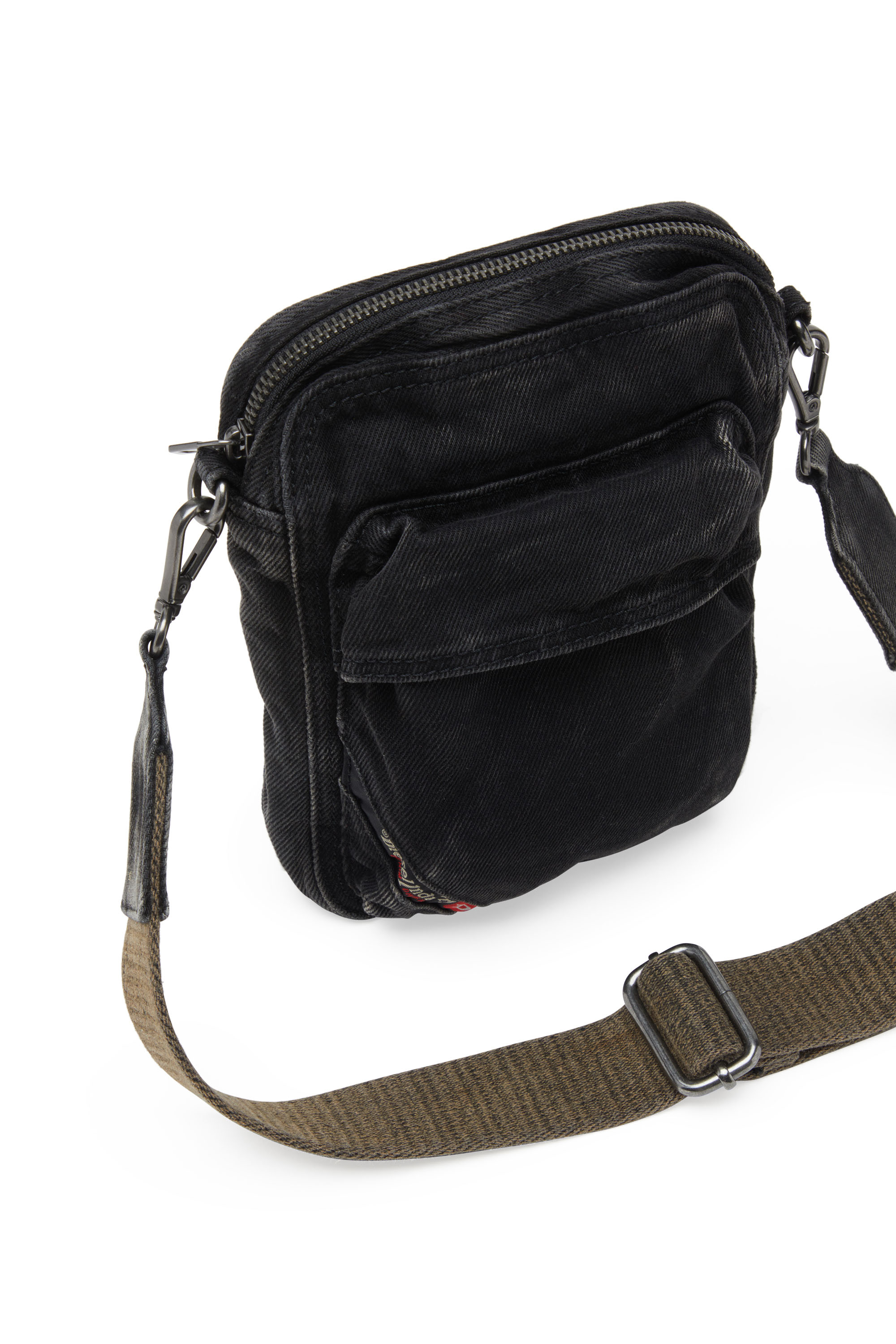 Diesel - MULTI-PKTS CROSSBODY X, Multi-Pkts-Sac à bandoulière en denim délavé Homme in Noir - 4