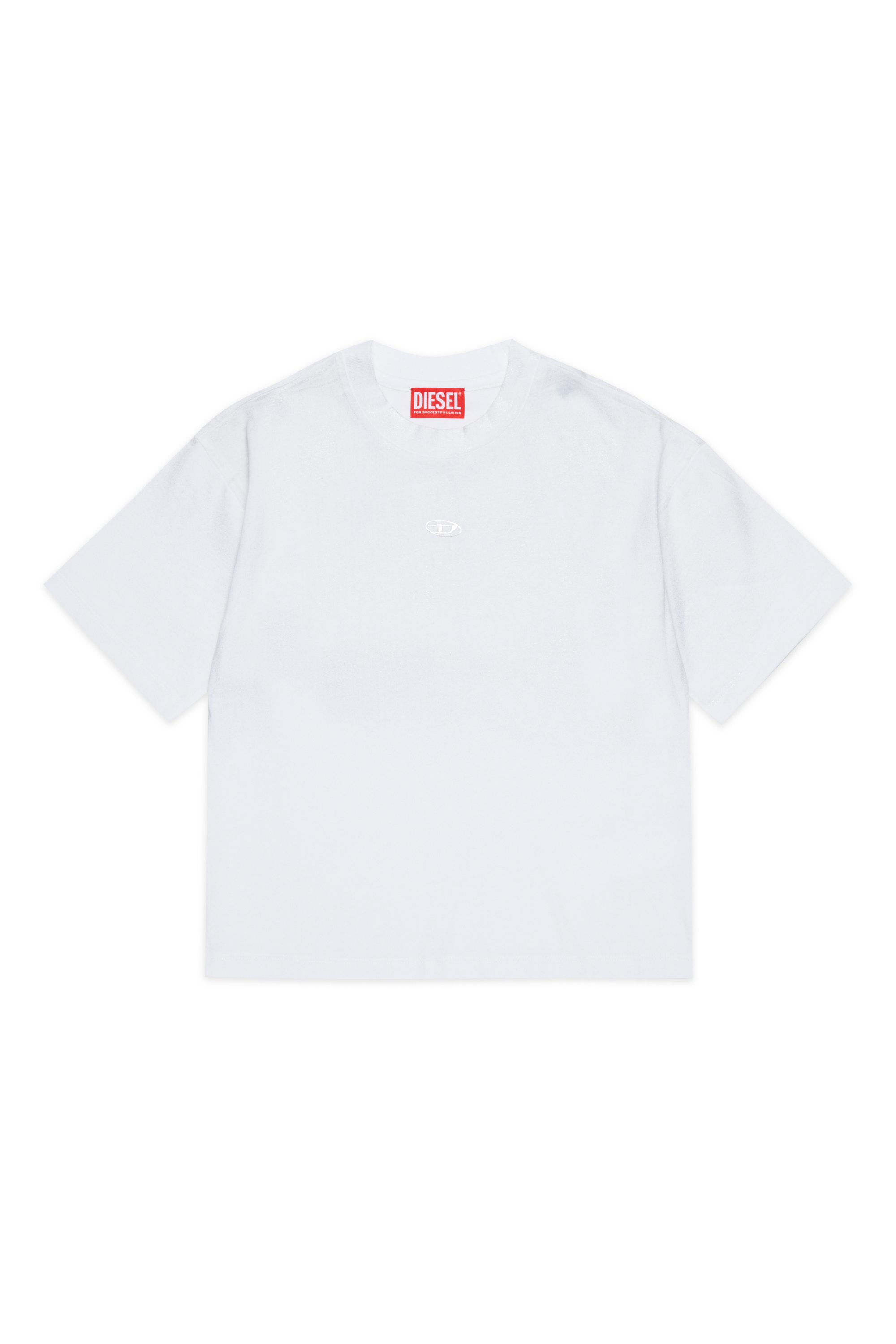 Diesel - TANORMYS2, T-shirt en coton avec broderie ton sur ton Oval D Femme in Blanc - 1