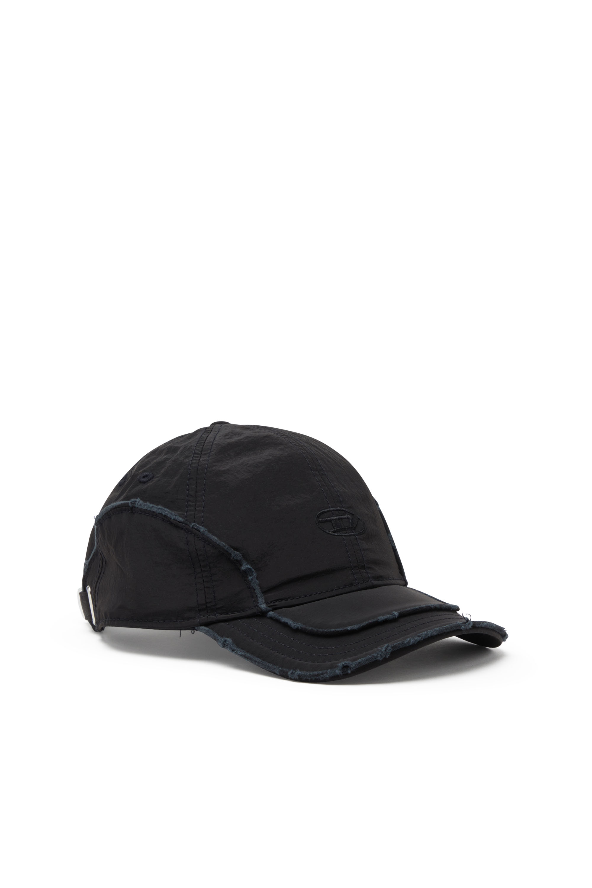 Diesel - C-ONNOR, Casquette de baseball en nylon froissé avec D ton sur ton Homme in Noir - 1