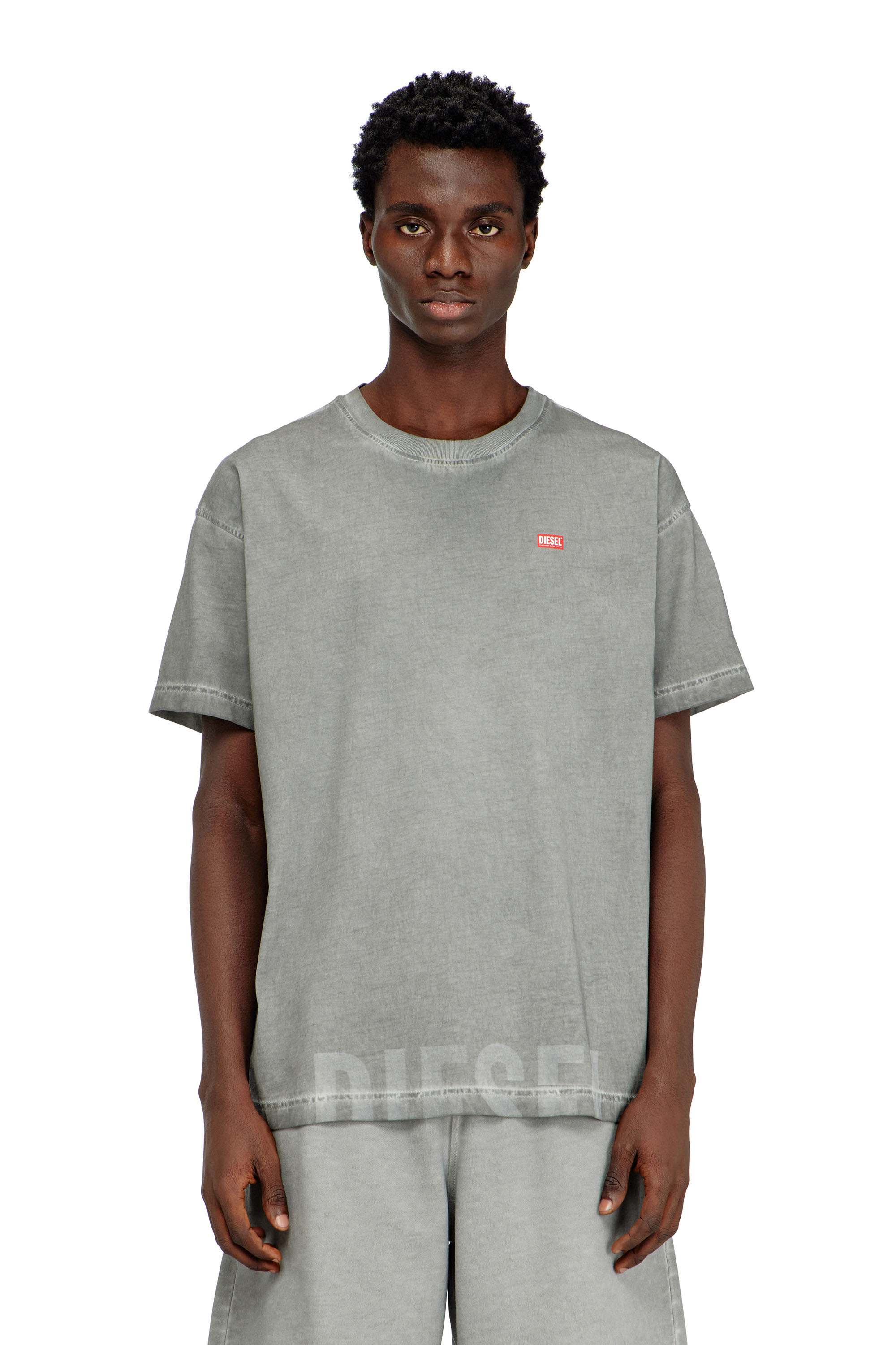 Diesel - T-NORM-T7, T-shirt en coton &agrave; col rond avec imprim&eacute; Homme in Gris - 1